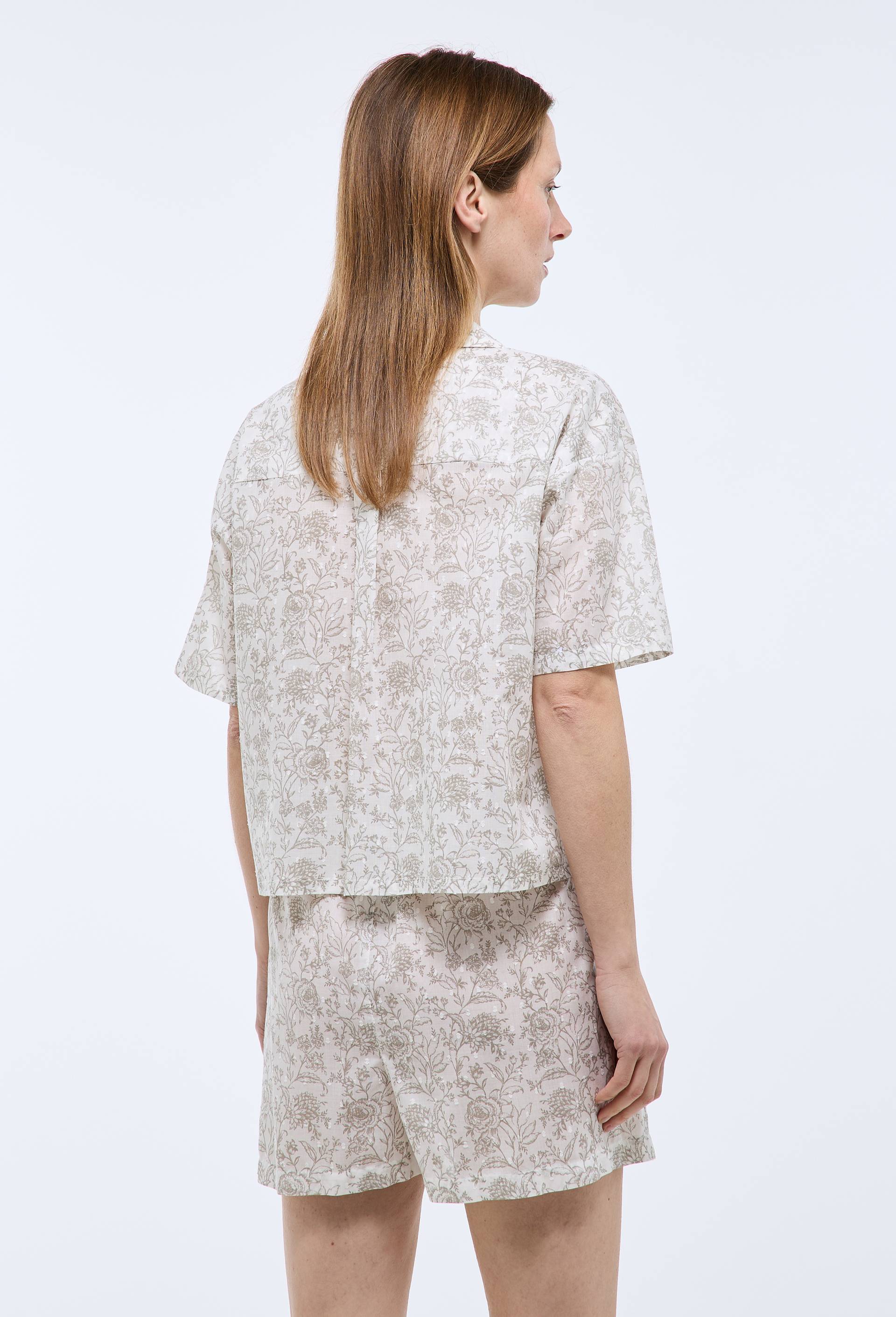 Pyjashort imprim&eacute; toile de Jouy en plumetis de coton BIO, Gris, large image number 1.0