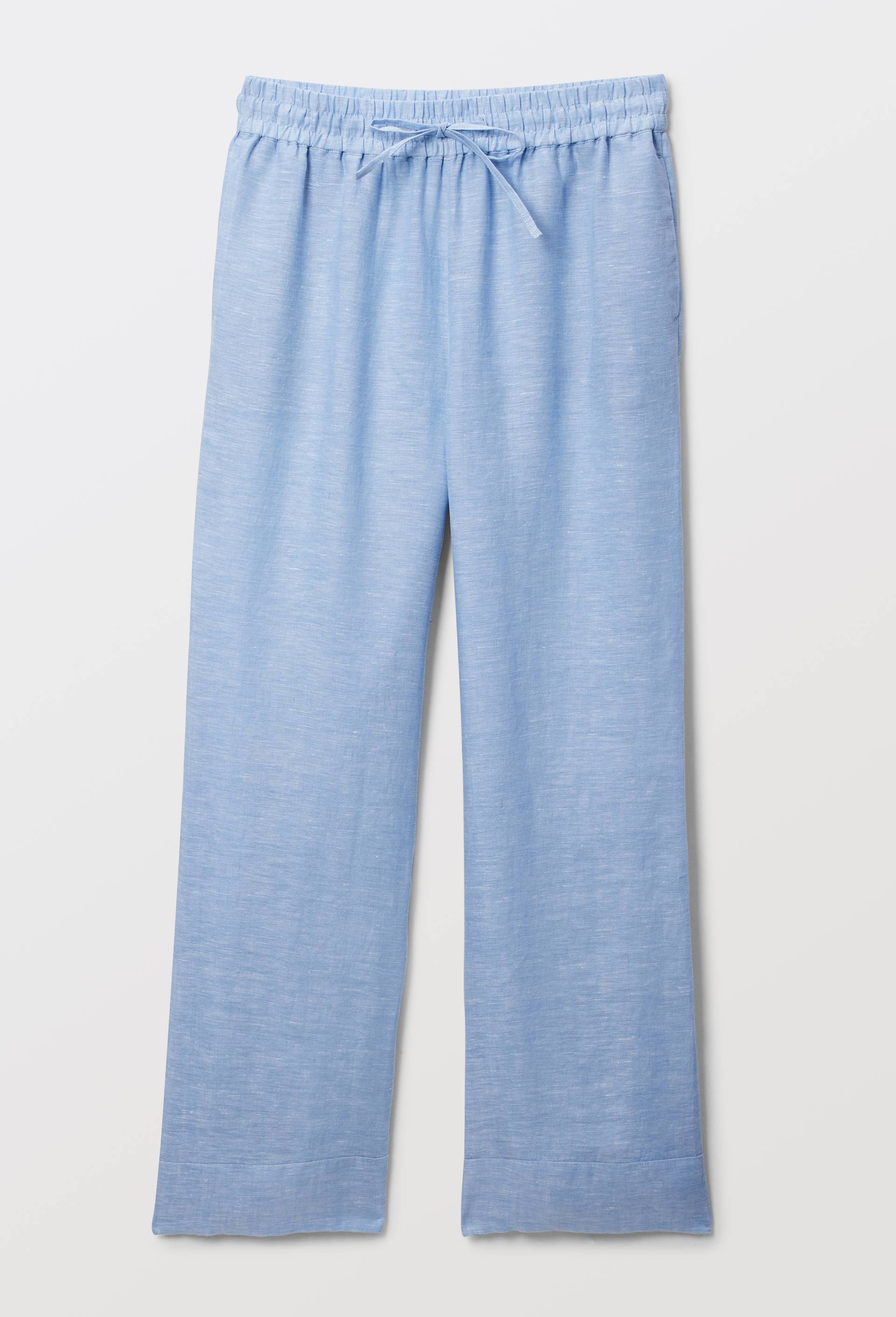 Pantalon ray&eacute;e lin coton, Bleu clair, large image number 2.0