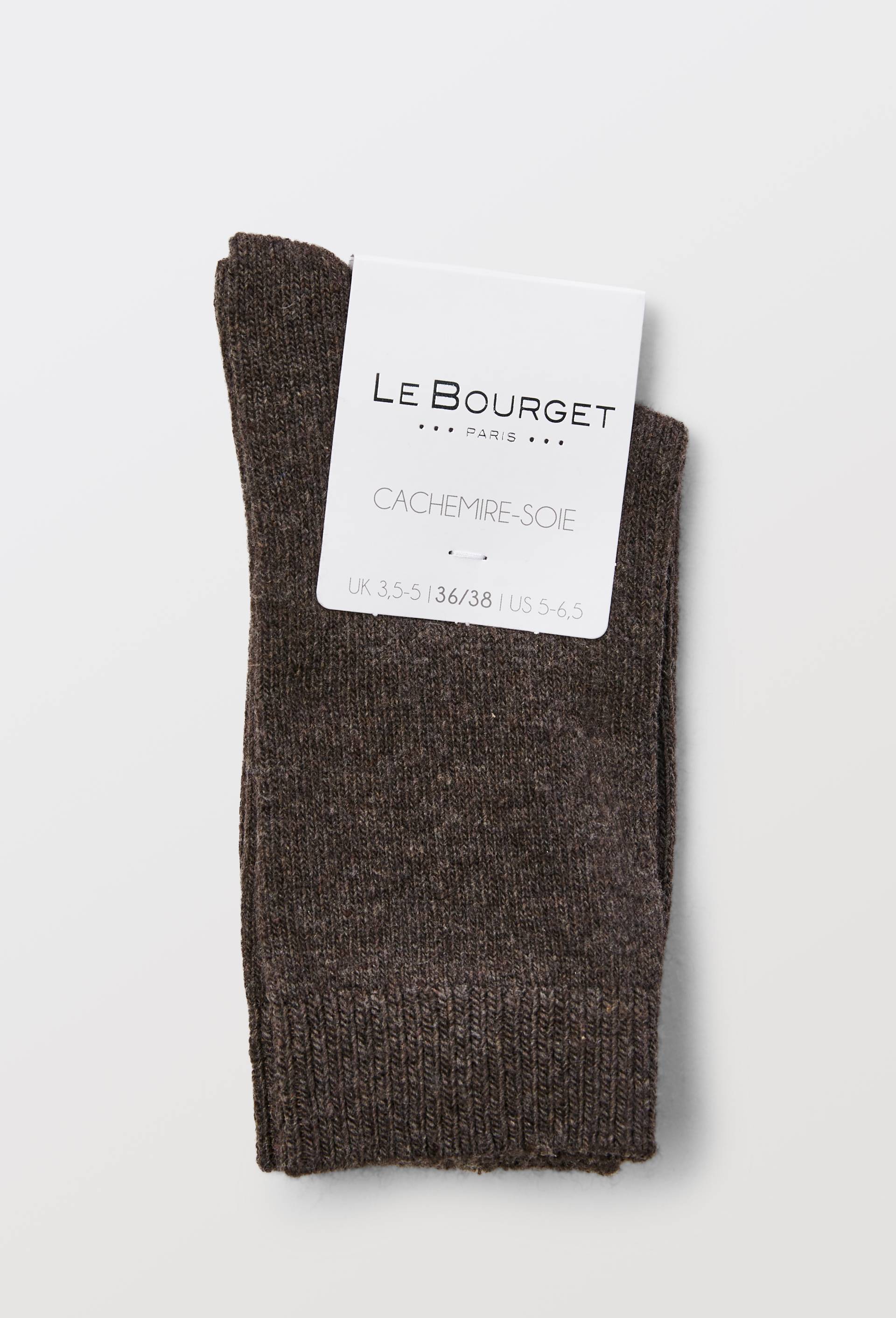 Paire de chaussettes &agrave; c&ocirc;tes en m&eacute;lange cachemire et soie Le Bourget, Brun, large image number 3