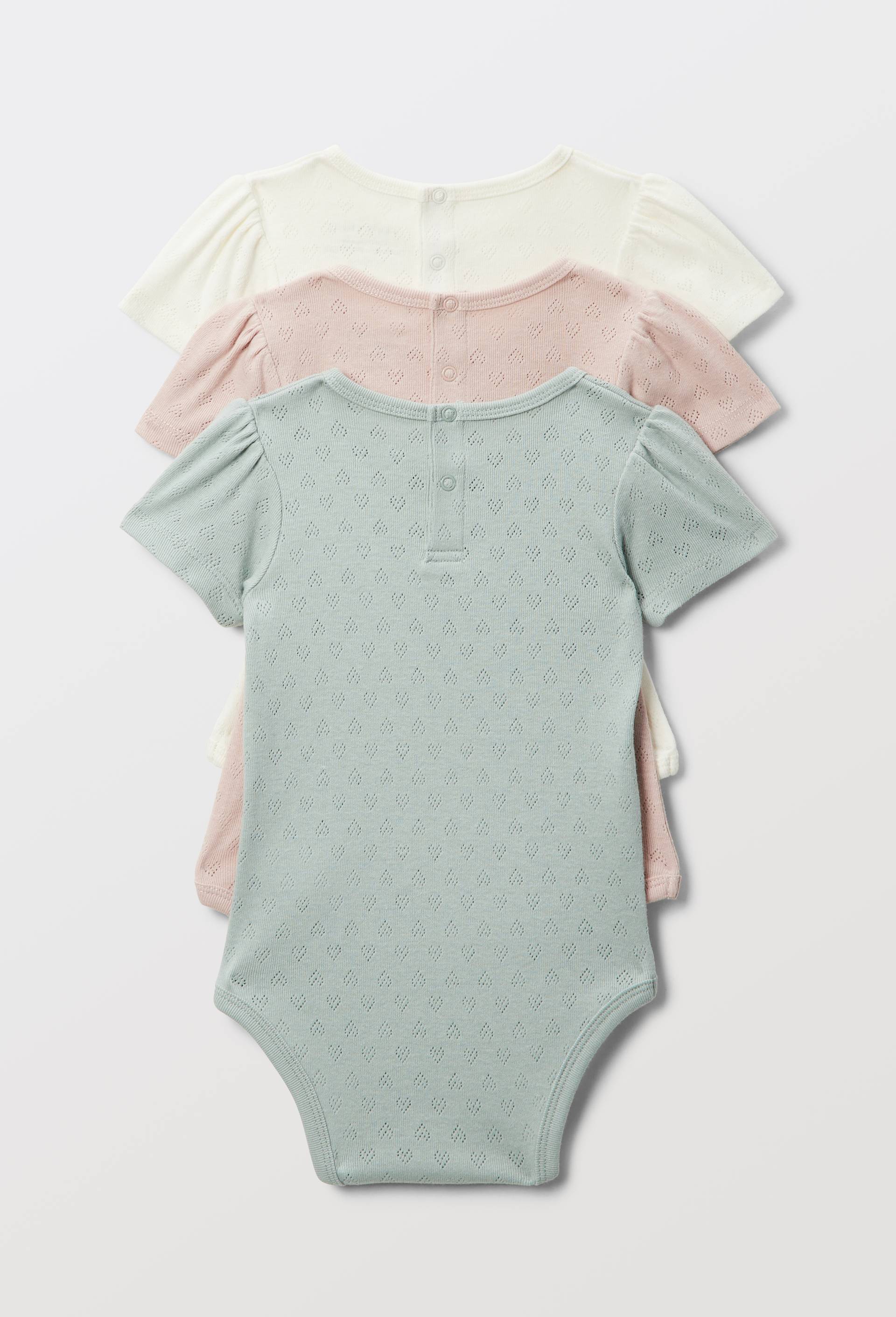 Lot de 3 bodies manches courtes pointelle en coton BIO GOTS, Vert fonc&eacute;, large image number 1