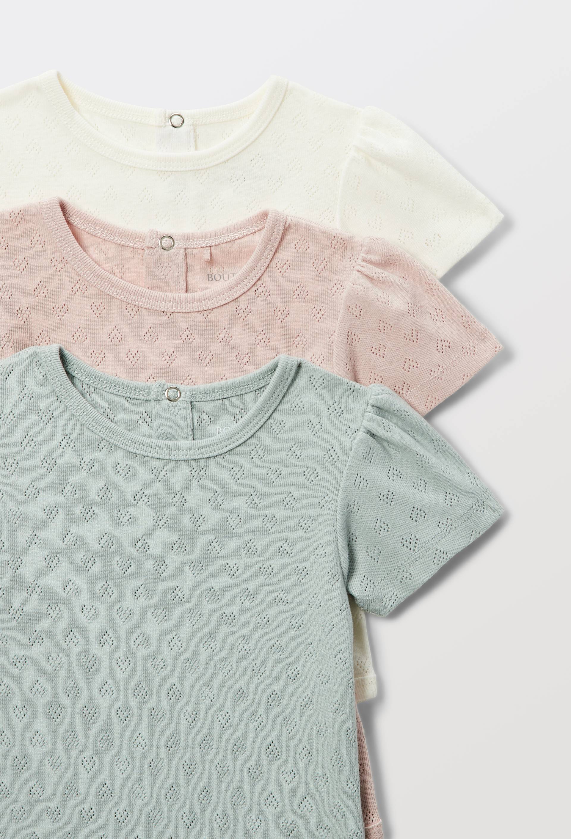 Lot de 3 bodies manches courtes pointelle en coton BIO GOTS, Vert fonc&eacute;, large image number 2.0