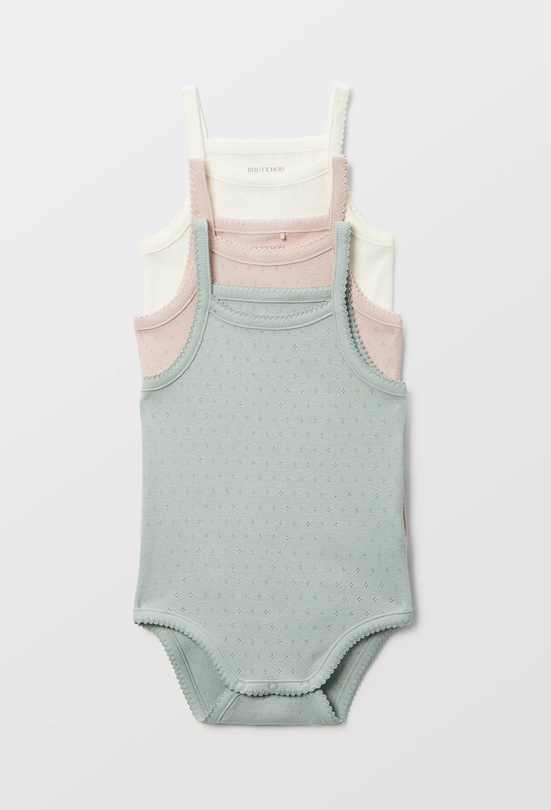 Lot de 3 bodies sans manches uni en coton BIO GOTS, Vert fonc&eacute;, swatch image