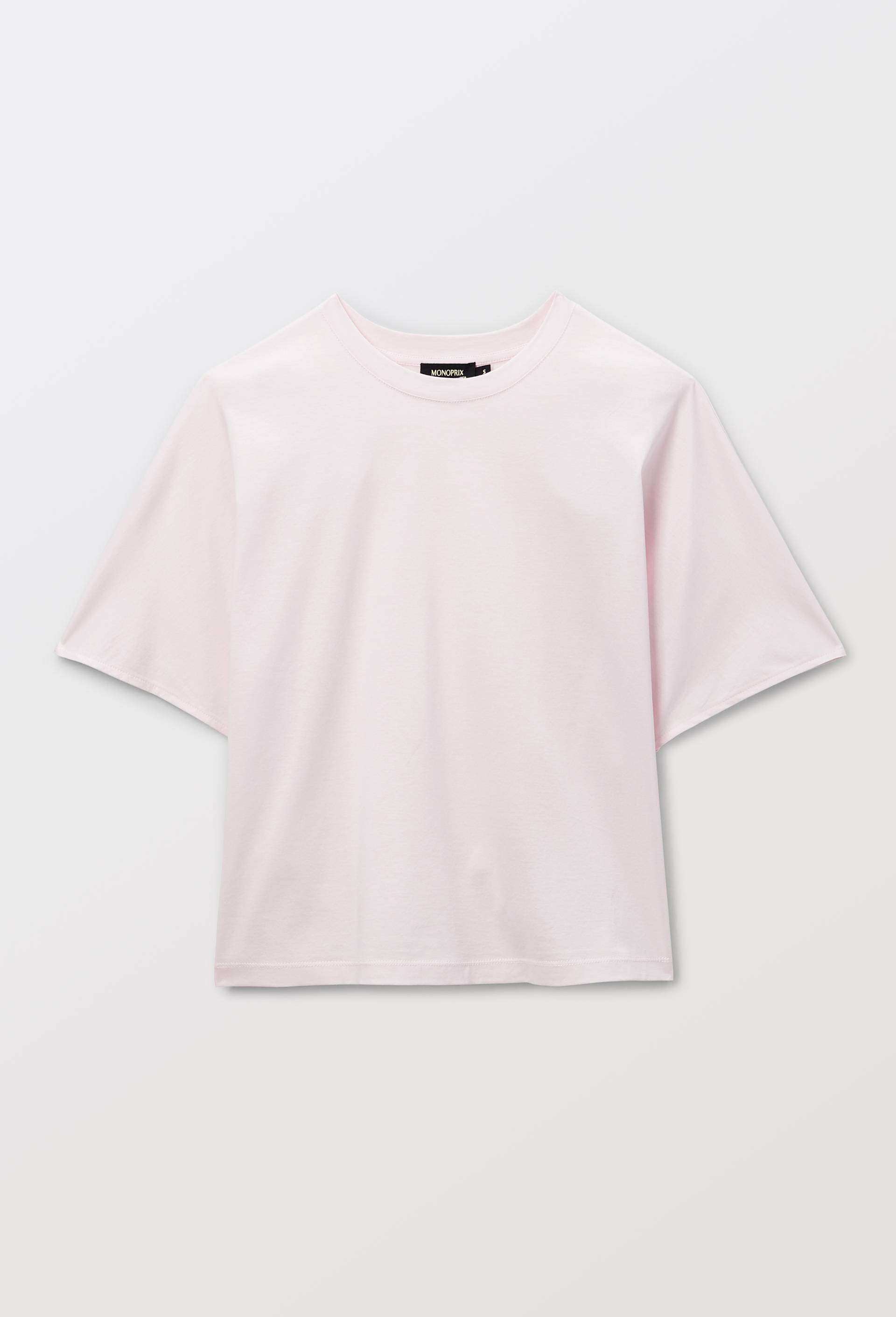 T-shirt &agrave; manches courtes ample contenant du coton et de la soie, Rose clair, large image number 2