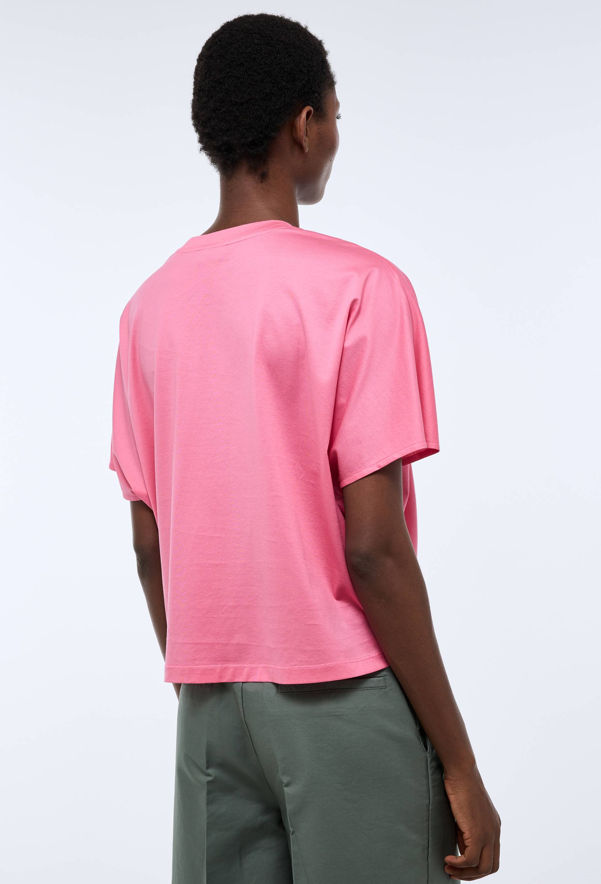T-shirt &agrave; manches courtes ample contenant du coton et de la soie, Rose, large image number 1.0