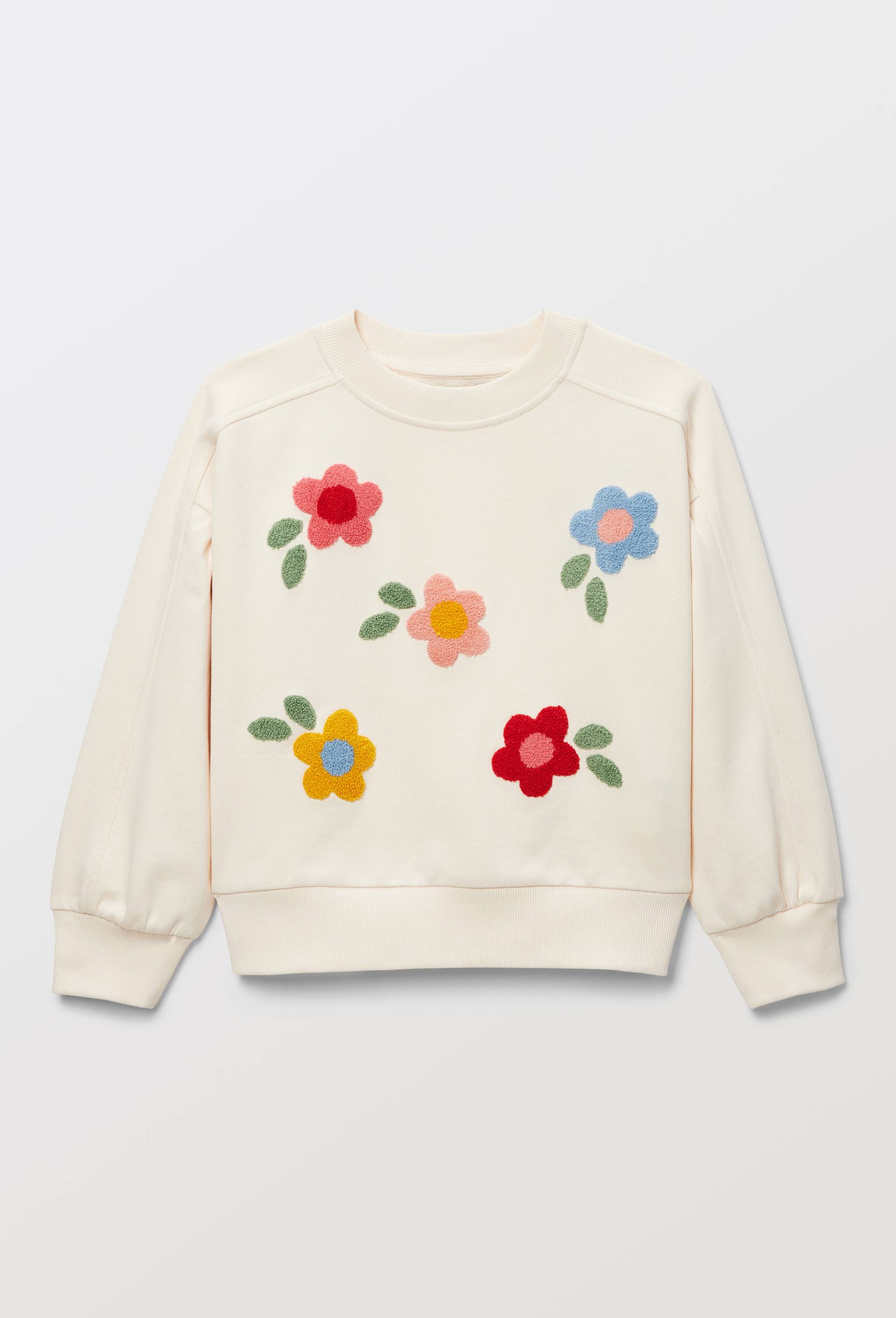 Sweat brod&eacute; en coton, Beige clair, large image number 0.0