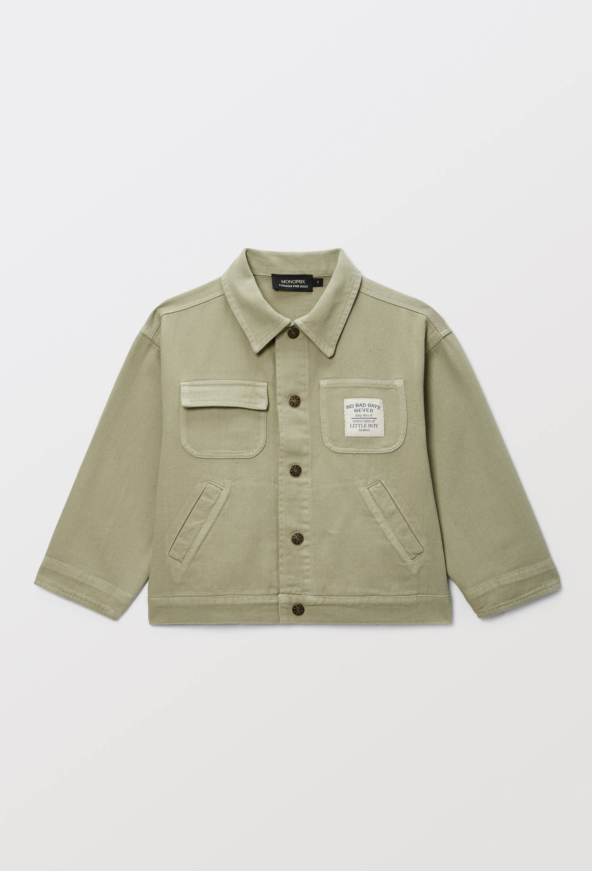 Veste unie avec &eacute;tiquette en coton, Vert, large image number 0.0