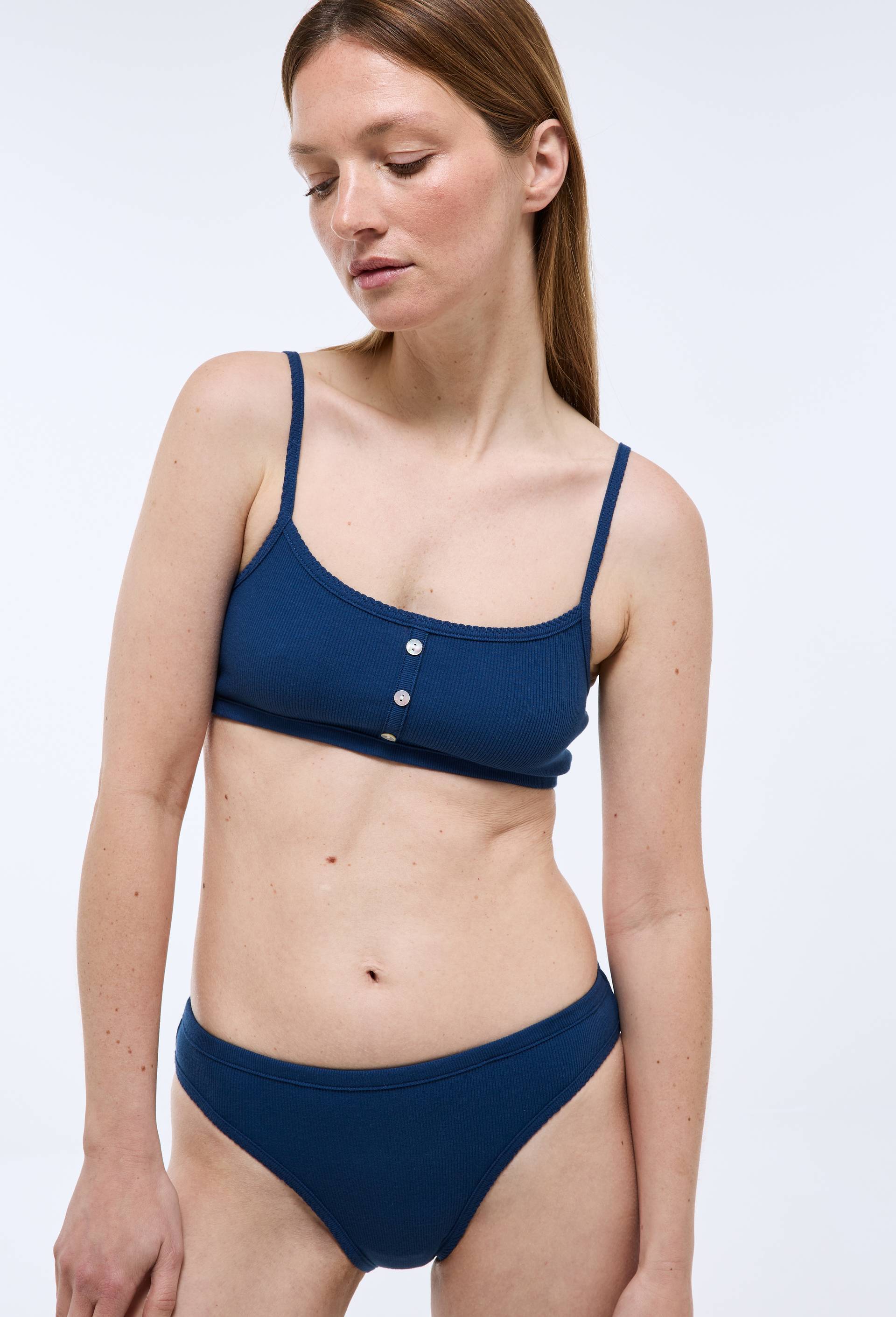 Brassi&egrave;re FANNY en coton BIO GOTS, Bleu fonc&eacute;, swatch image