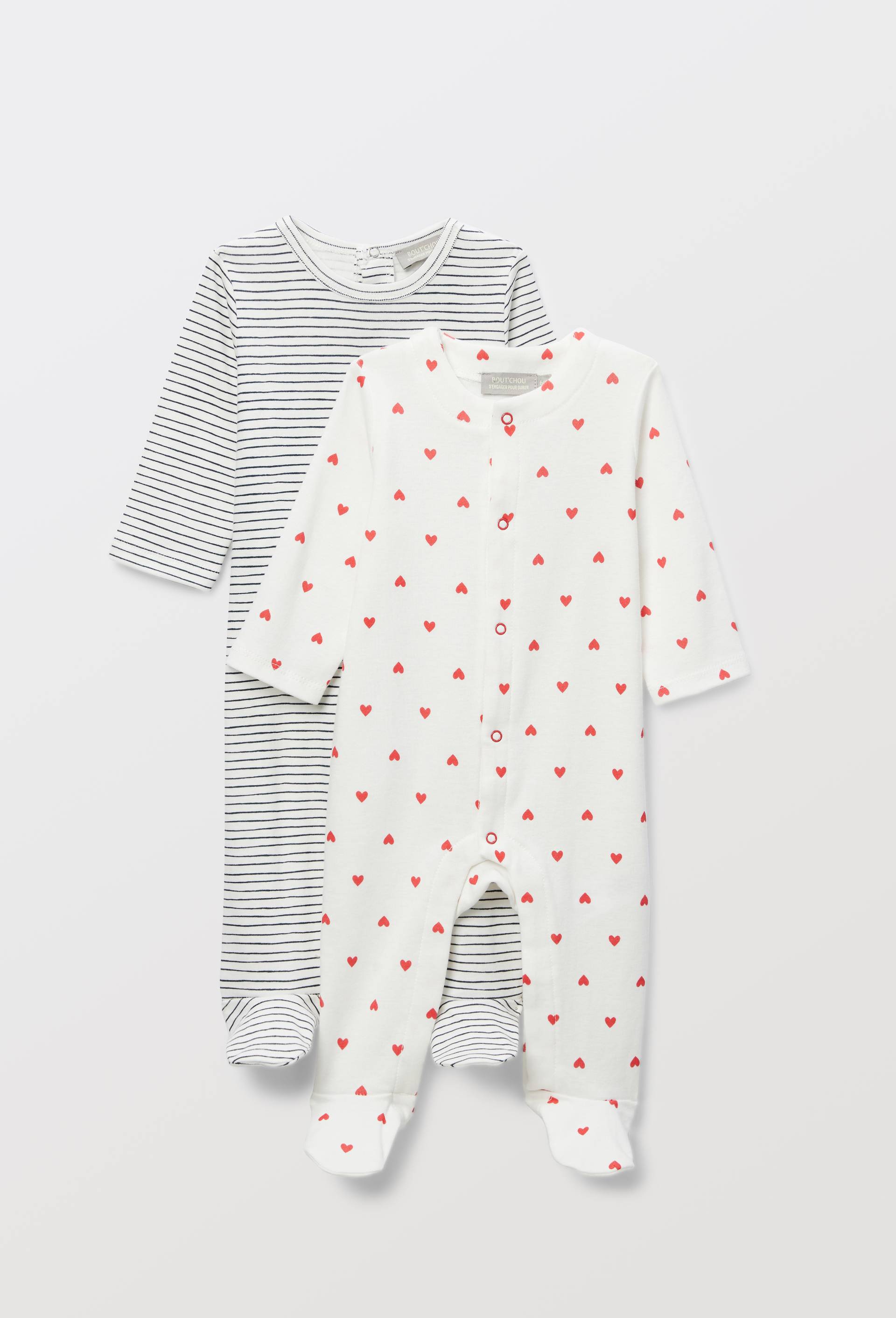 Lot de 2 dors-bien en velours en coton BIO GOTS, Ecru, large image number 0.0
