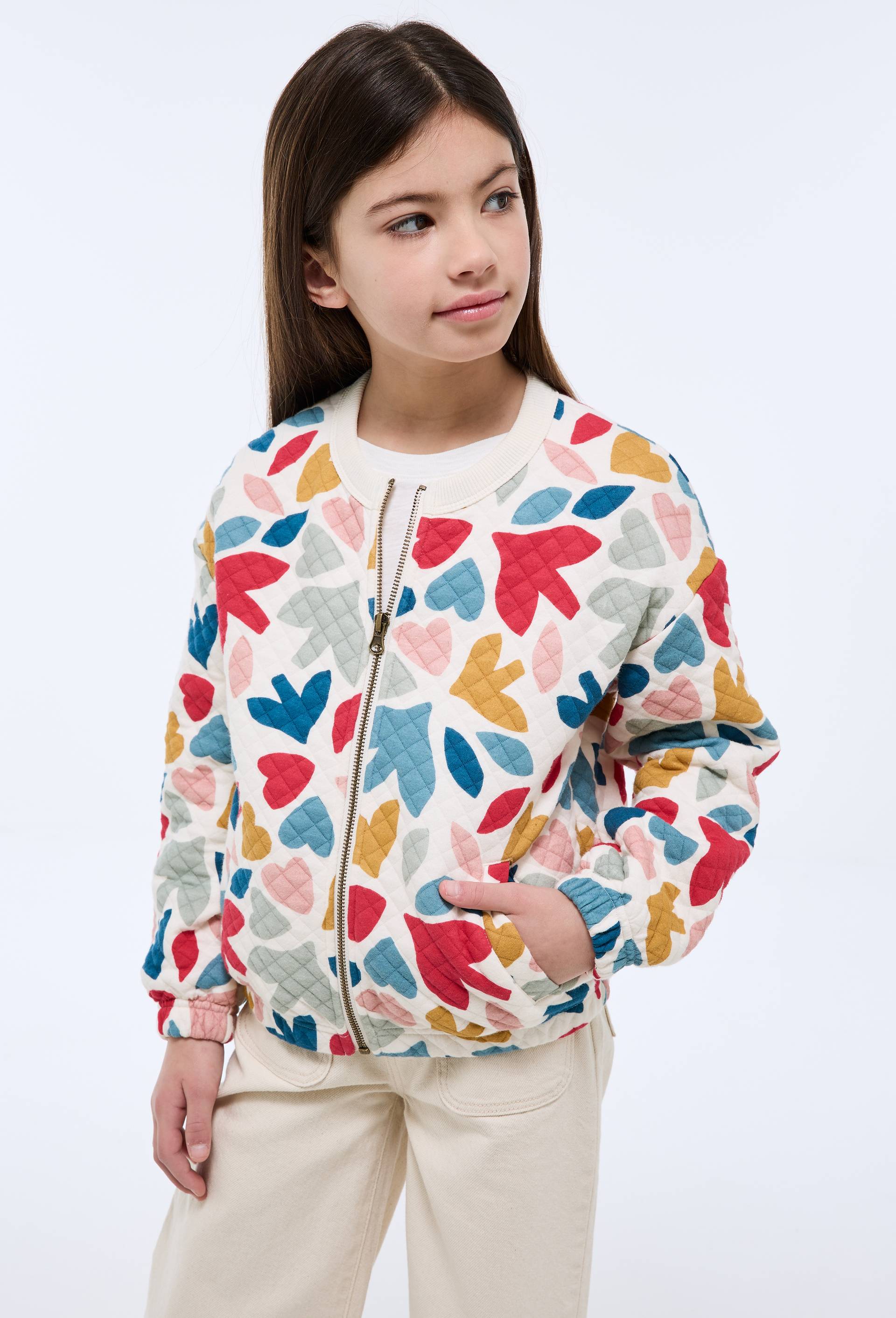 Veste teddy imprim&eacute; molleton, certifi&eacute; OEKO-TEX, Beige clair, large image number 0