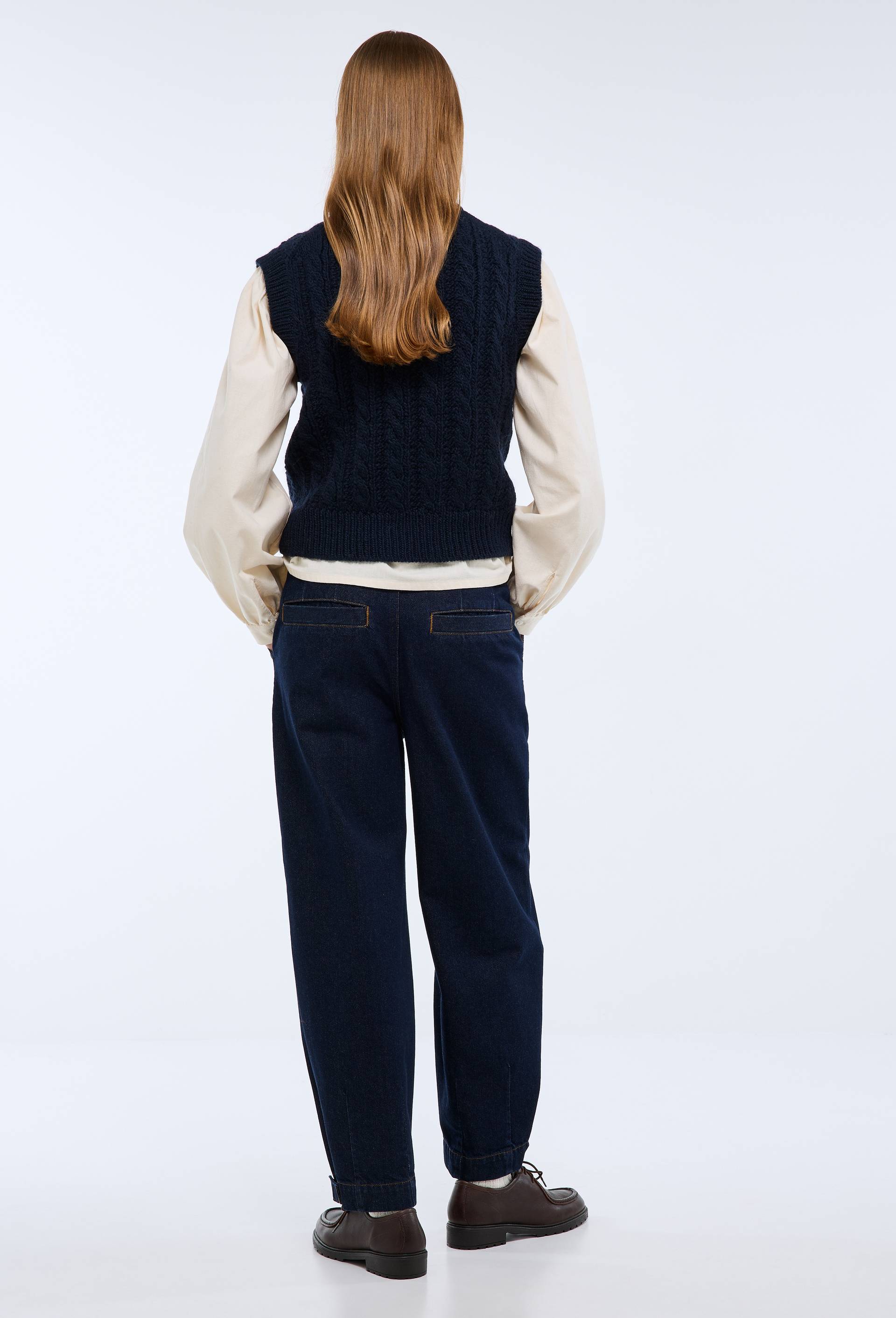 Jean barrel avec patte boutonnage, Bleu fonc&eacute;, large image number 2