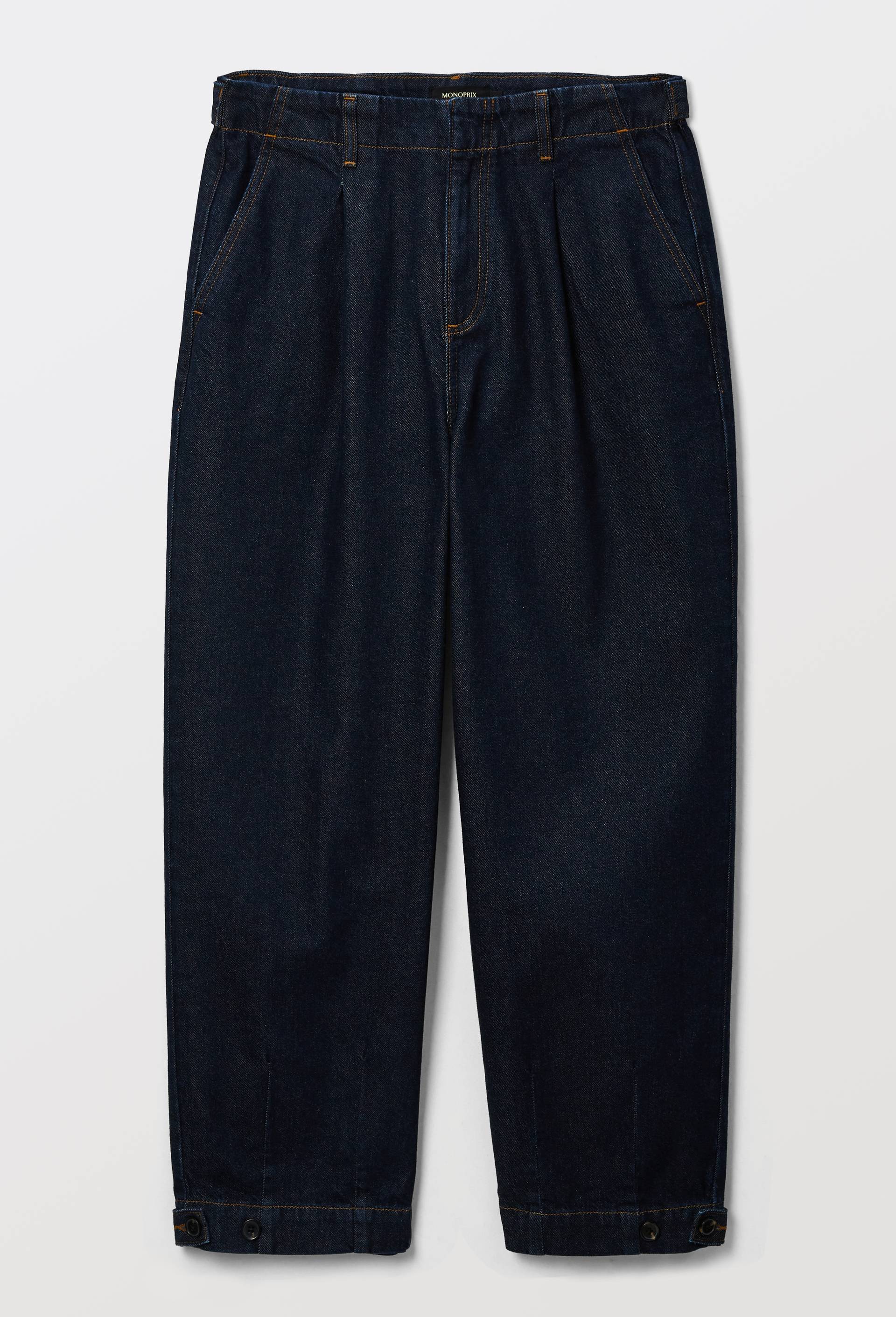 Jean barrel avec patte boutonnage, Bleu fonc&eacute;, large image number 3