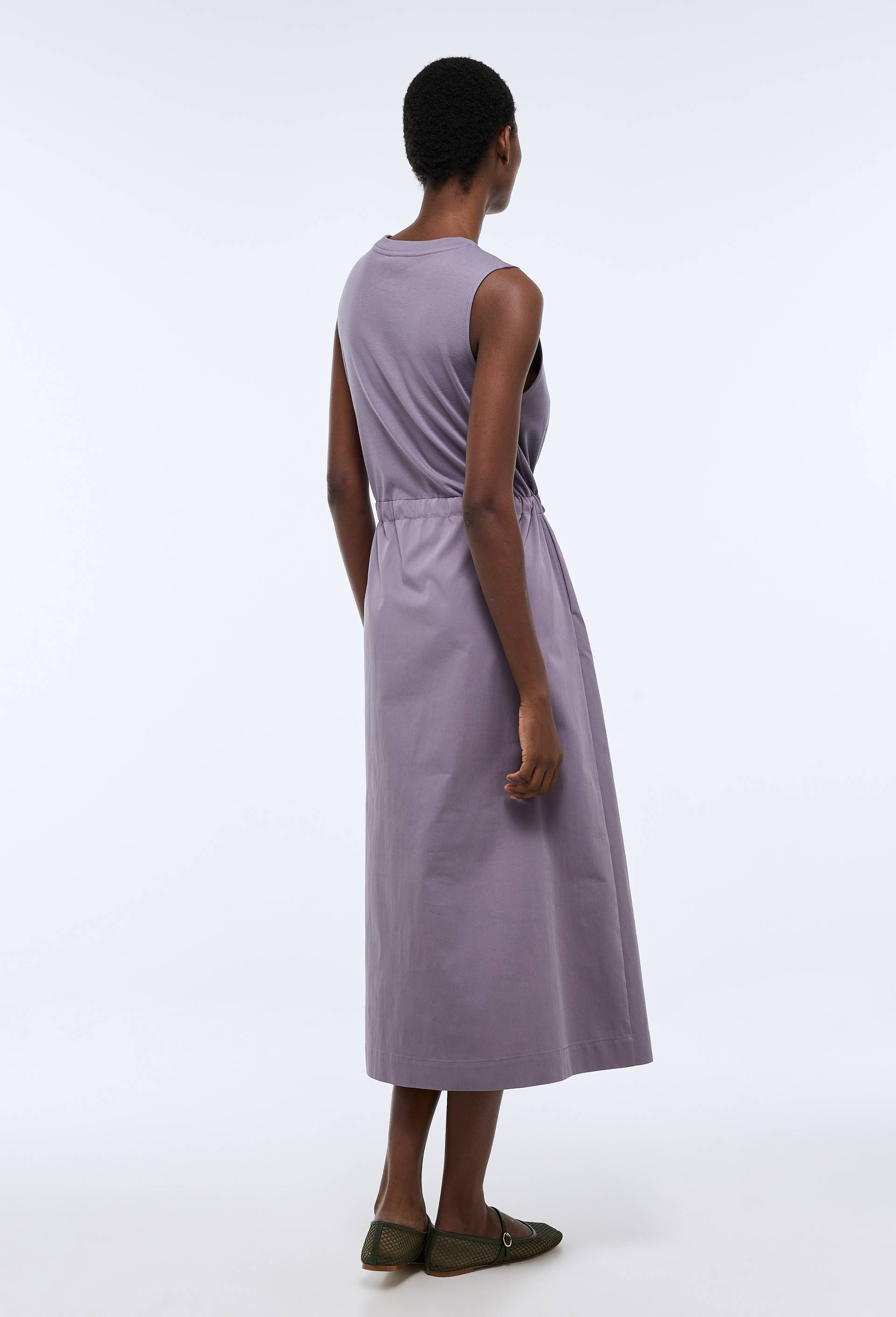 Robe uni ceintur&eacute;e en coton BIO GOTS, Violet, large image number 1