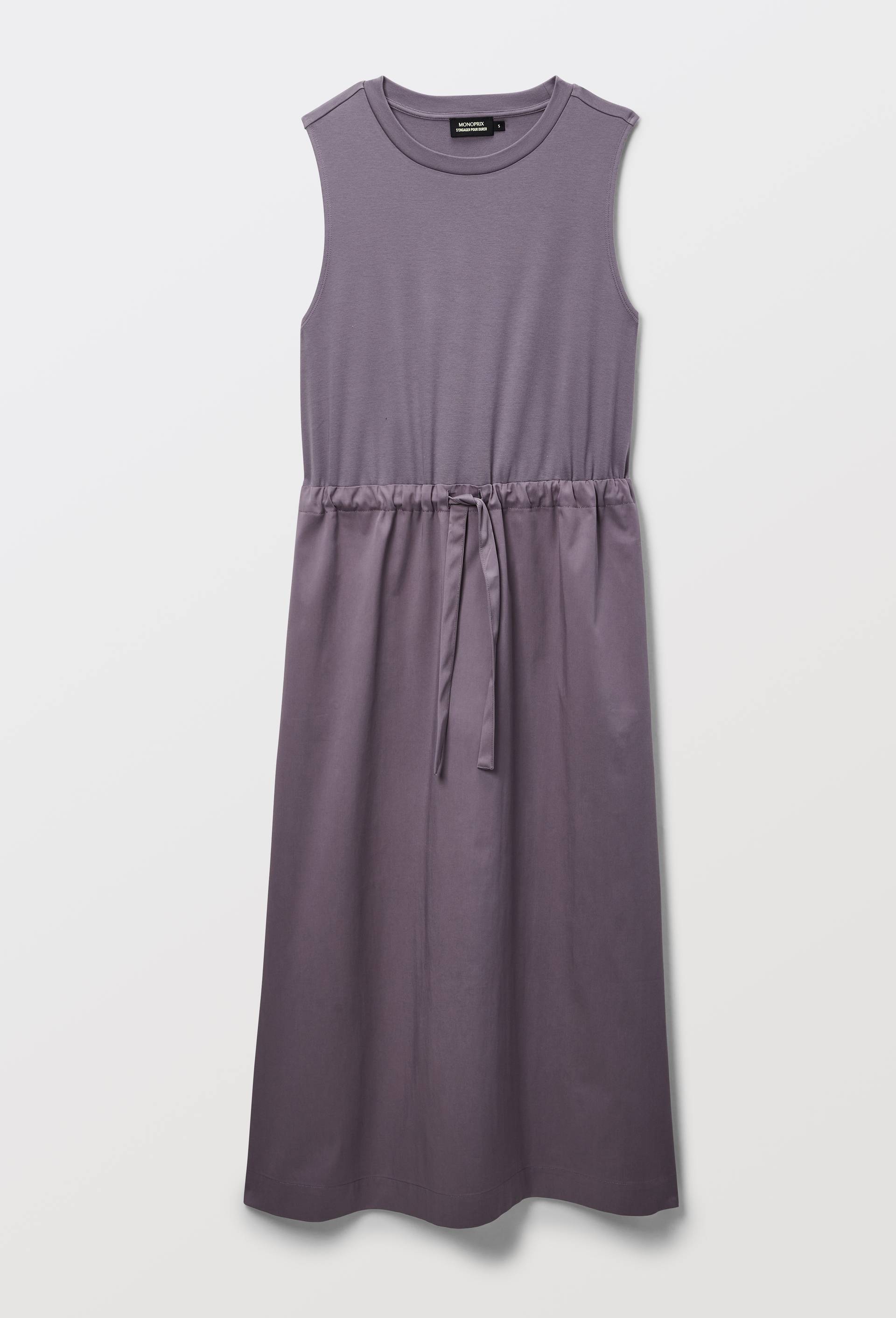 Robe uni ceintur&eacute;e en coton BIO GOTS, Violet, large image number 2.0