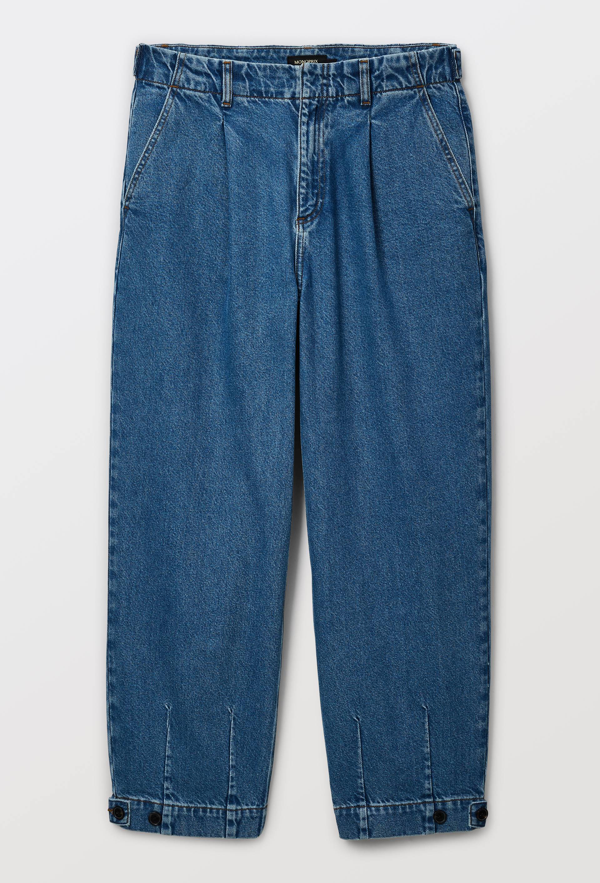 Jean barrel avec patte boutonnage, Bleu, large image number 3