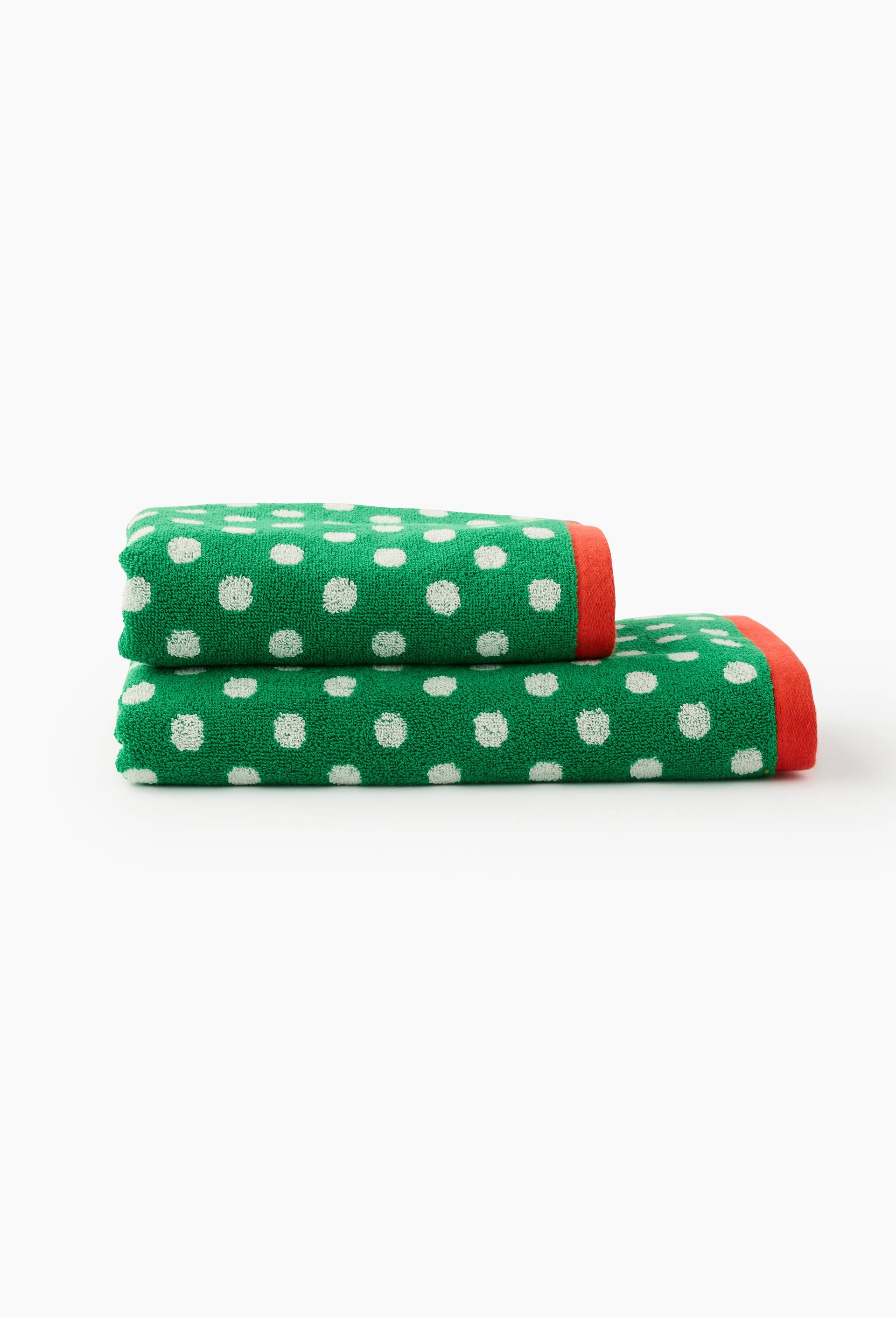 Lot drap de bain et serviette, 70x130cm et 50x90cm, 100% coton bio GOTS, Vert, large image number 1.0