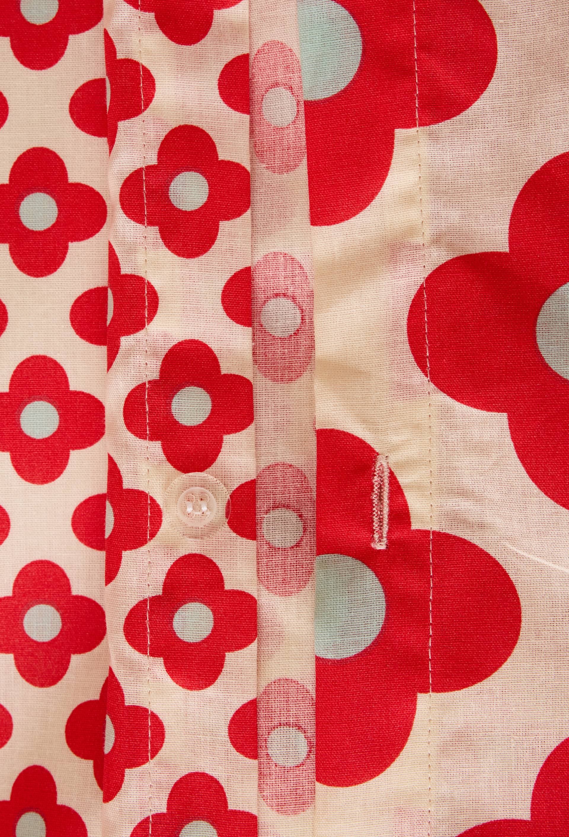 Parure de lit imprim&eacute;e, 240x220cm+2 taies 63x63cm, 100% coton 52 fils/cm2, finition boutons, GOTS, Rouge, large image number 3.0