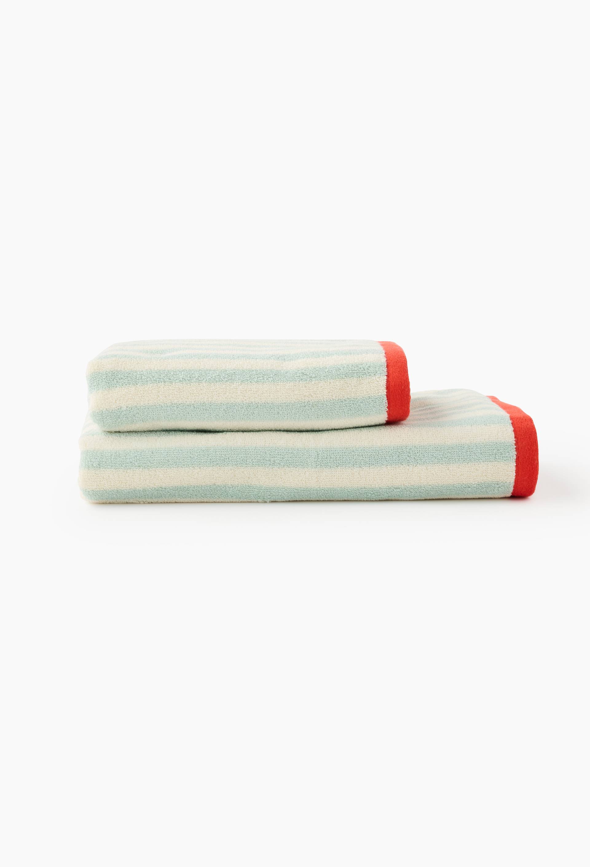 Lot drap de bain et serviette, 70x130cm et 50x90cm, 100% coton bio GOTS, Vert clair, large image number 1