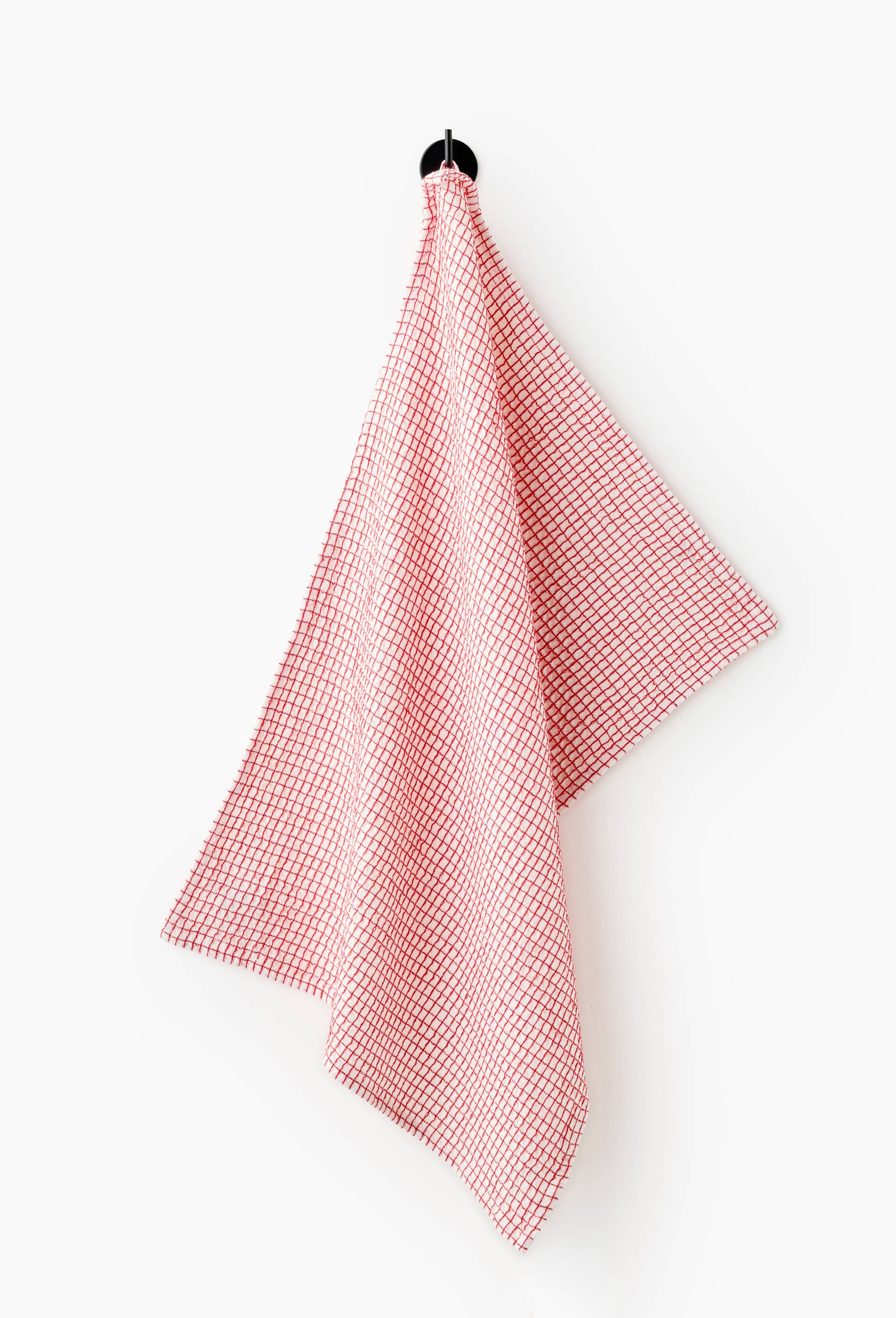Torchon nid d'abeille, 50x70cm, 100% coton, Rouge, large image number 0.0