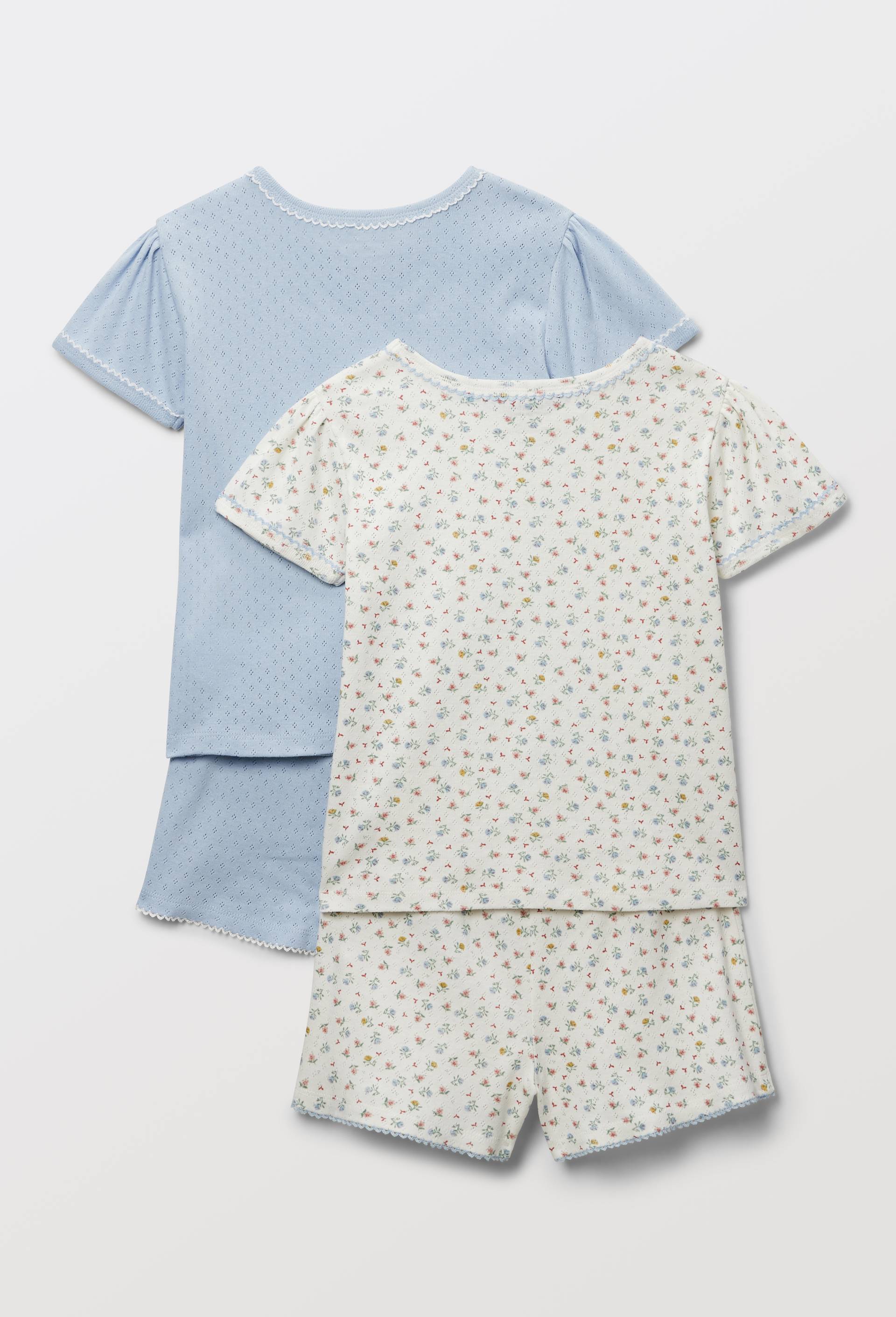 Lot de 2 pyjamas shorts en coton pointelle BIO GOTS, Bleu fonc&eacute;, large image number 3