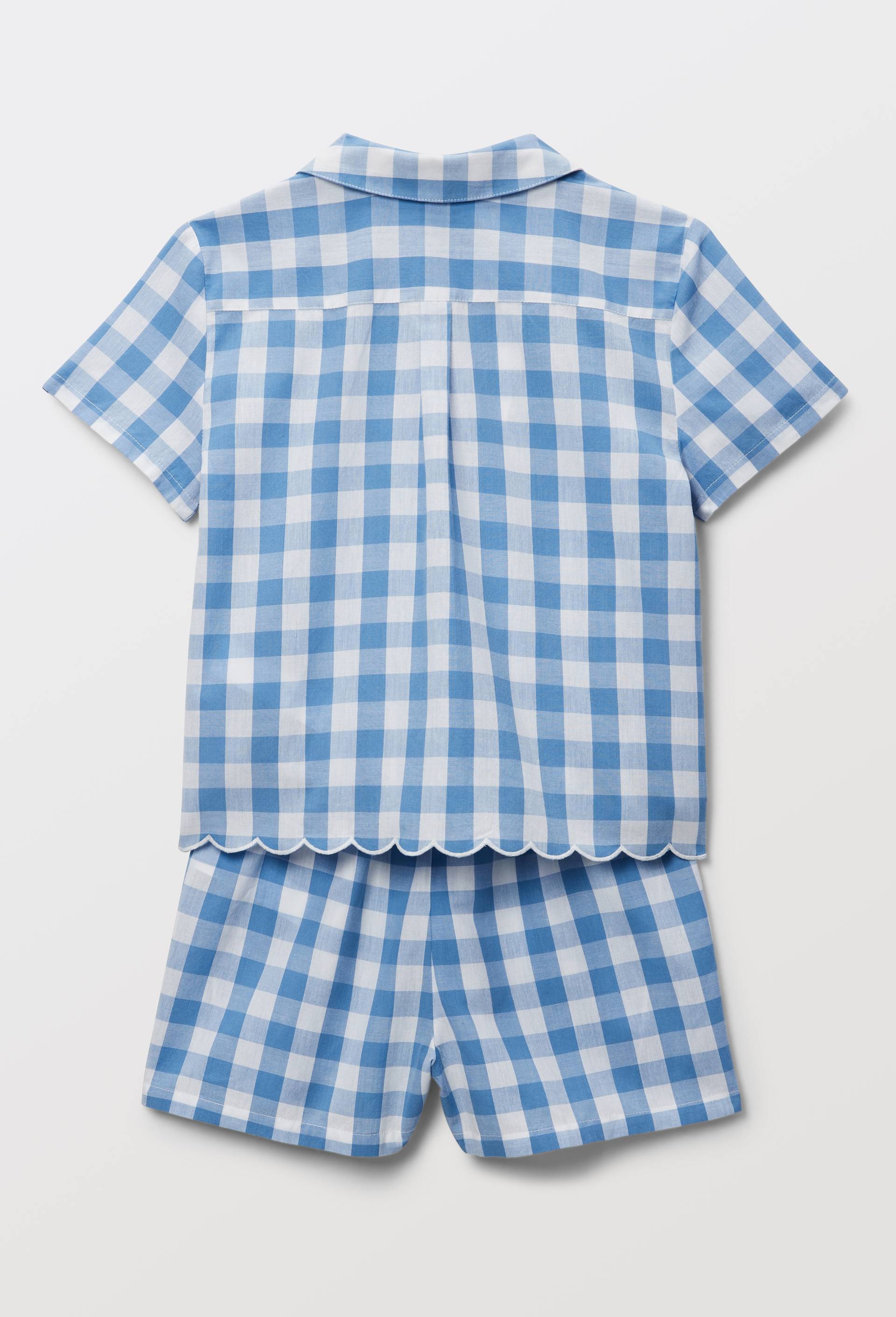 Pyjama short motif vichy en coton BIO GOTS, Bleu, large image number 2.0