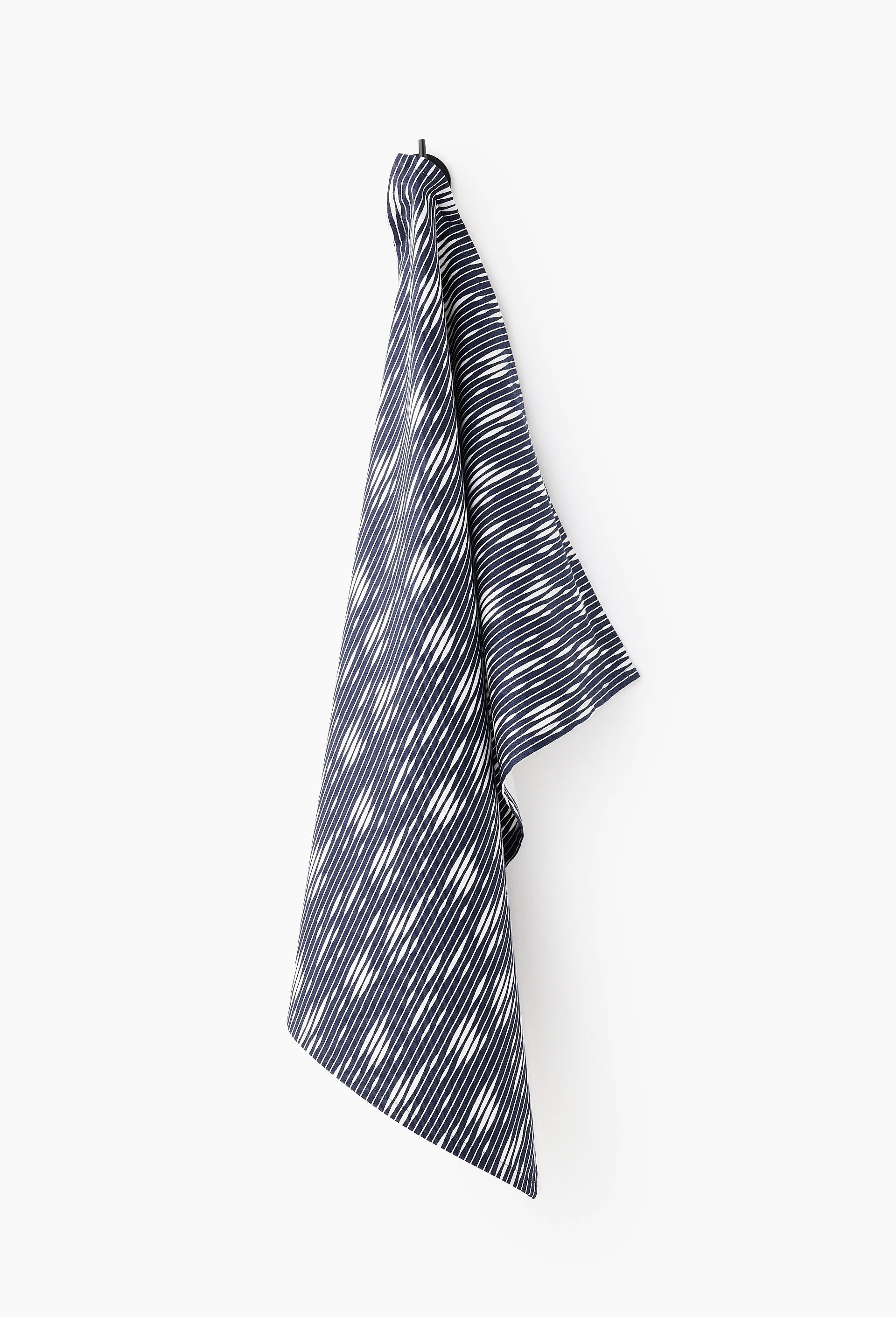 Torchon print ligne, 50x70cm, 100% coton, Bleu fonc&eacute;, large image number 0.0