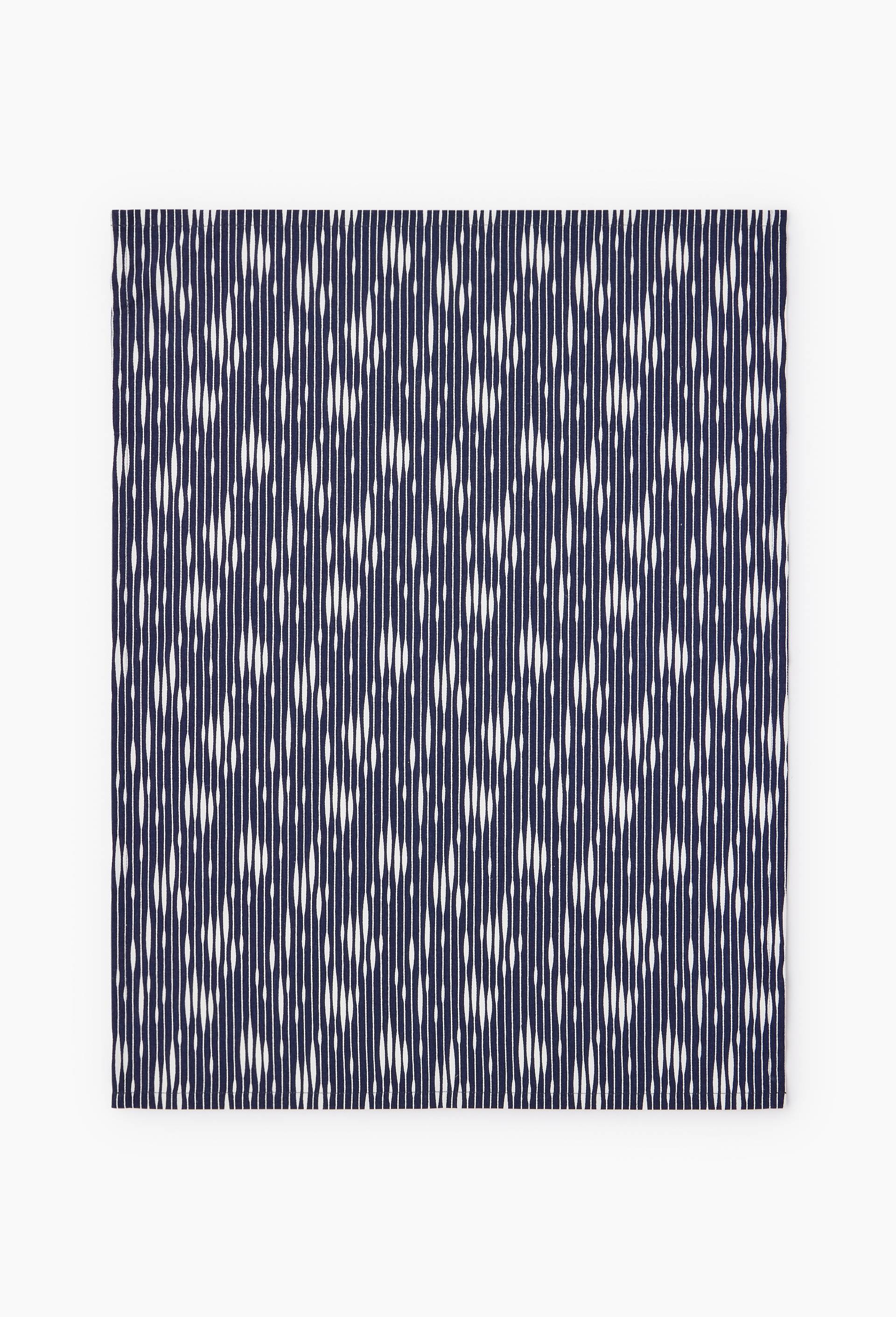 Torchon print ligne, 50x70cm, 100% coton, Bleu fonc&eacute;, large image number 1.0