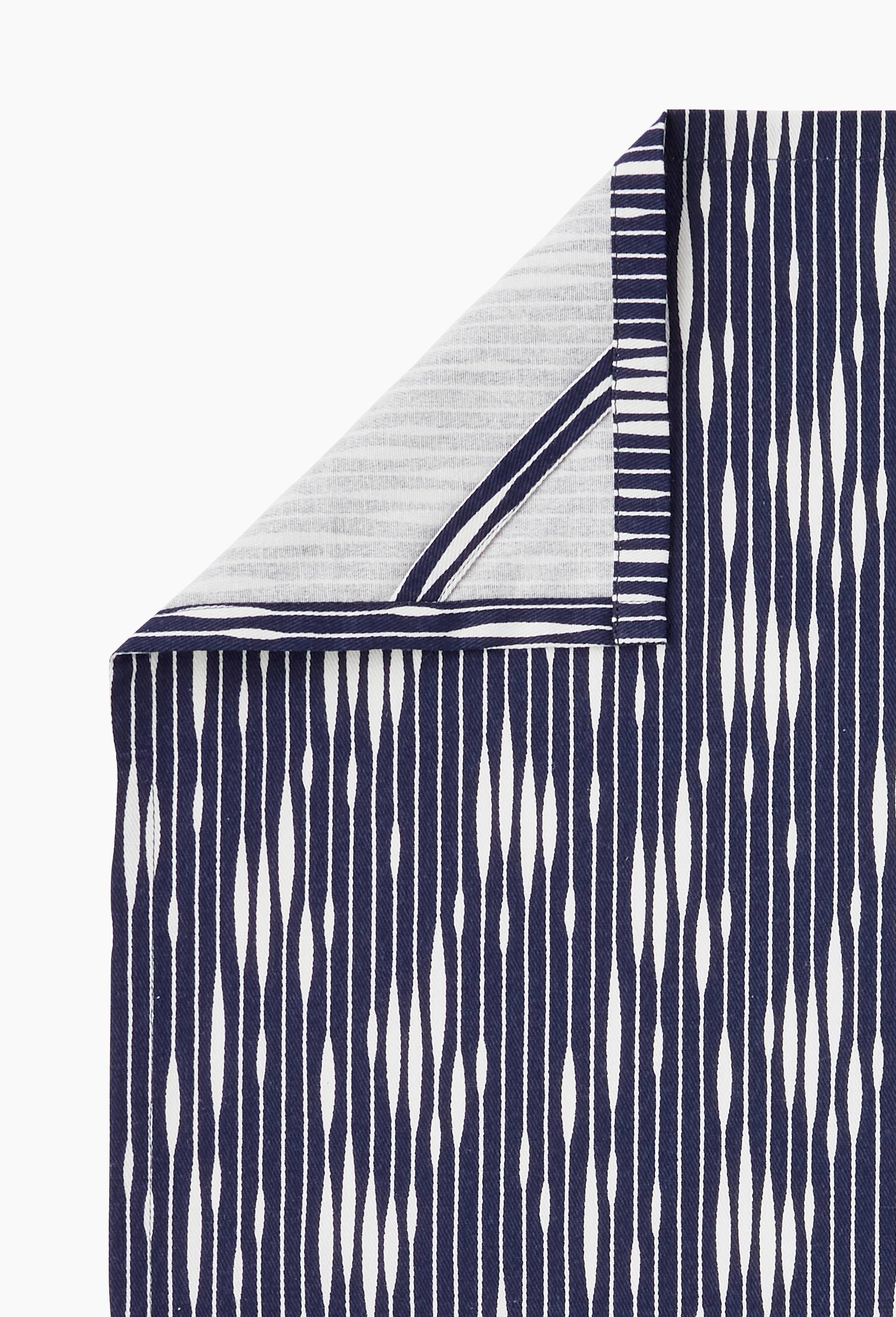 Torchon print ligne, 50x70cm, 100% coton, Bleu fonc&eacute;, large image number 2.0
