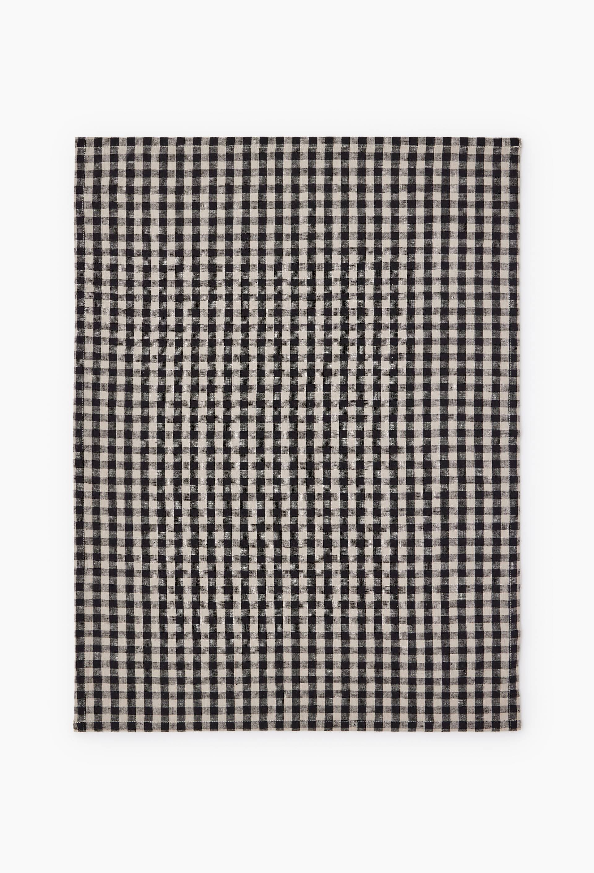 Torchon tt vichy, 50x70cm , coton et lin, Noir, large image number 1