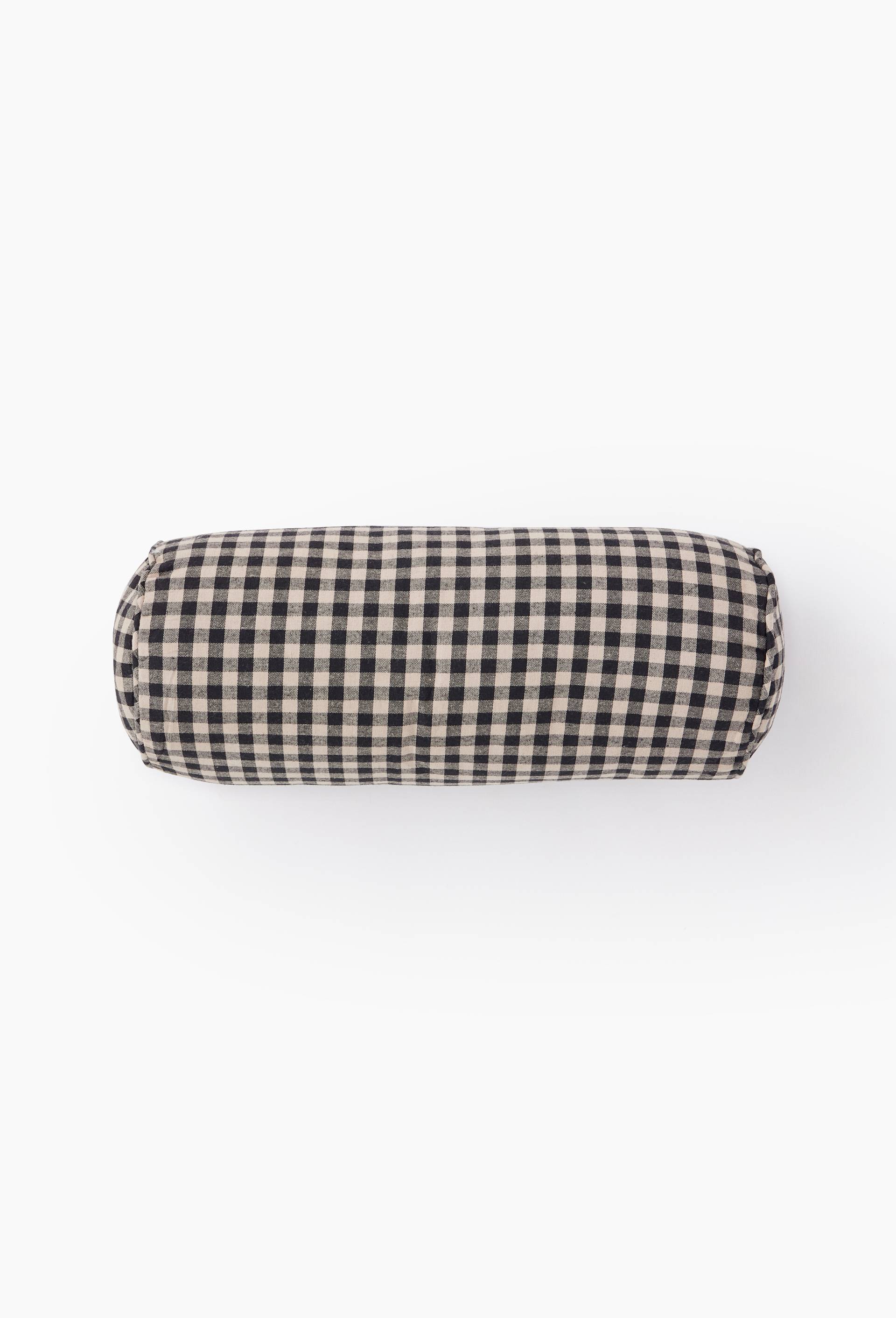 Coussin polochon tiss&eacute; teint, D15x38cm, Noir, large image number 0