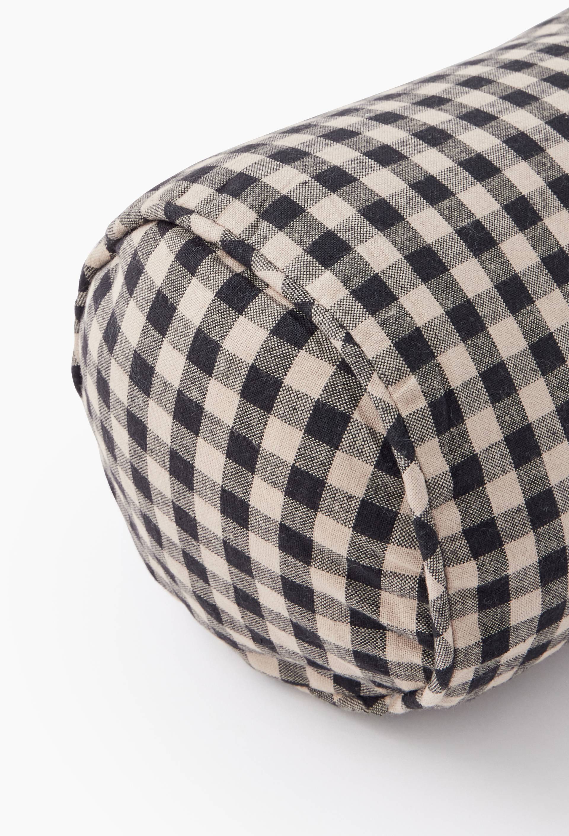 Coussin polochon tiss&eacute; teint, D15x38cm, Noir, large image number 1.0