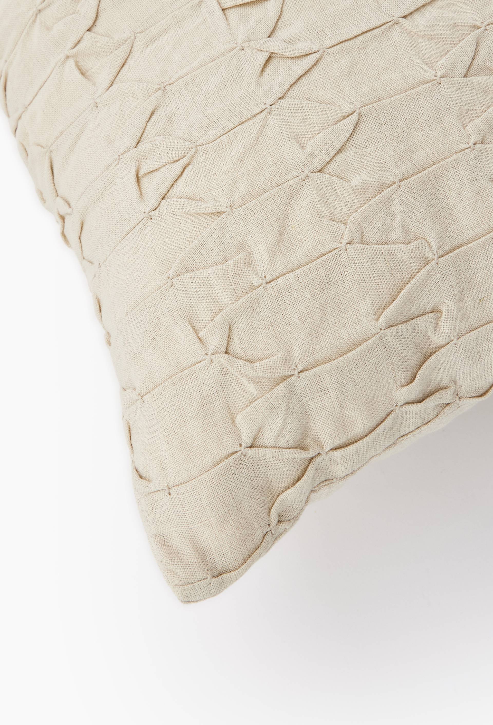 Coussin froiss&eacute;, 45x45cm, 100% coton, oekotex, Ecru, large image number 1