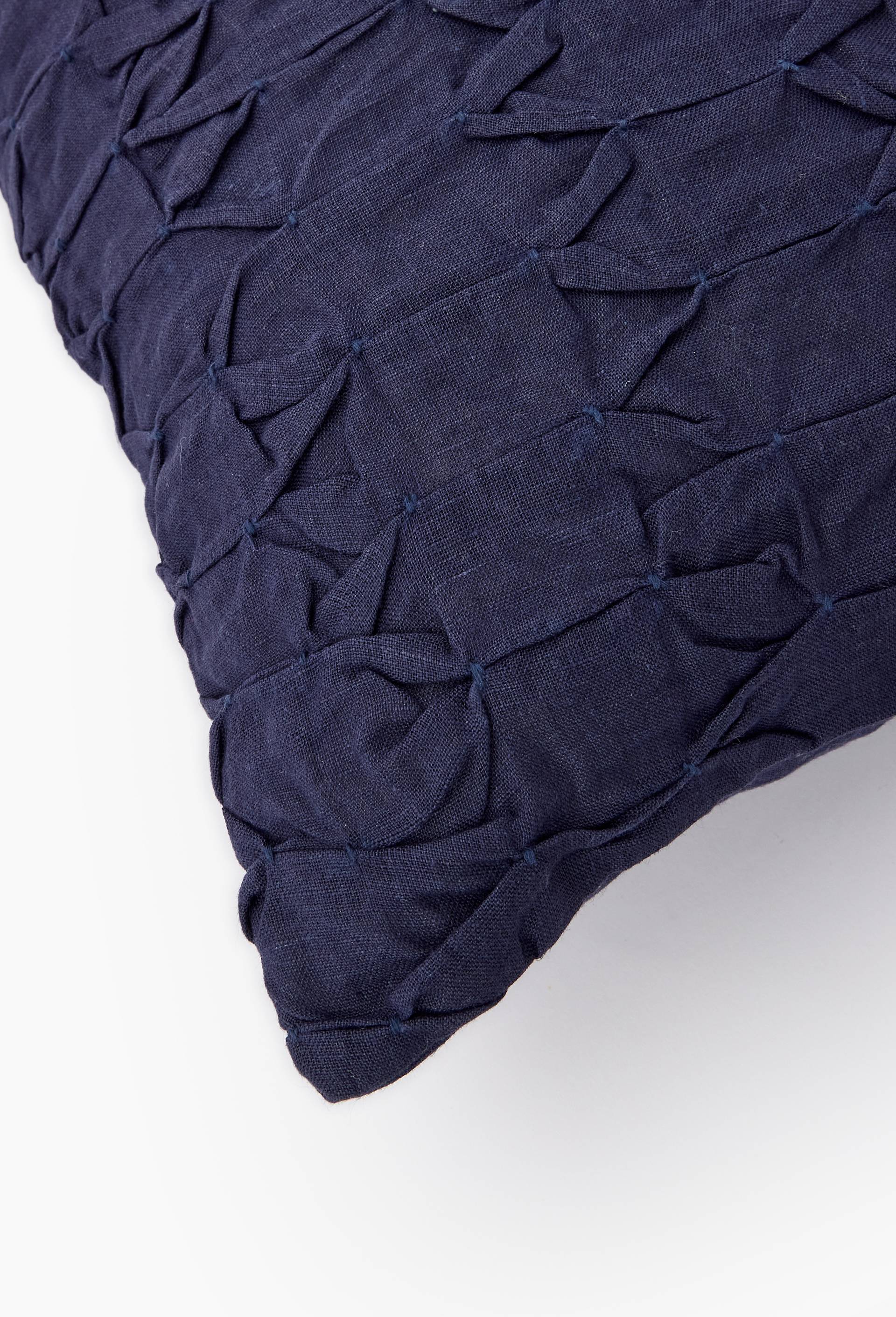 Coussin froiss&eacute; 45x45cm, 100% coton, Bleu fonc&eacute;, large image number 1