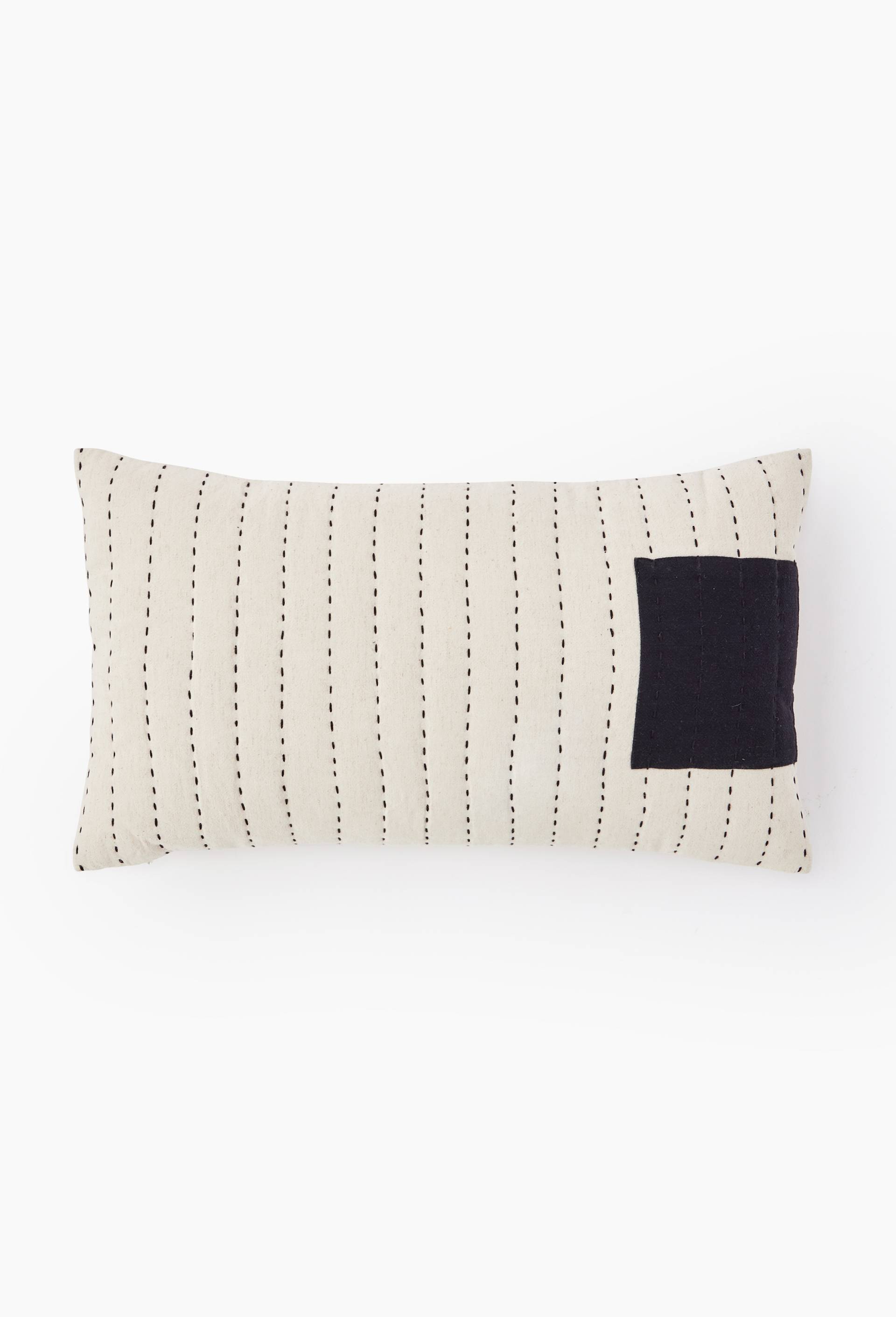 Coussin quilt, 30x50cm, coton et lin, Ecru, large image number 0.0