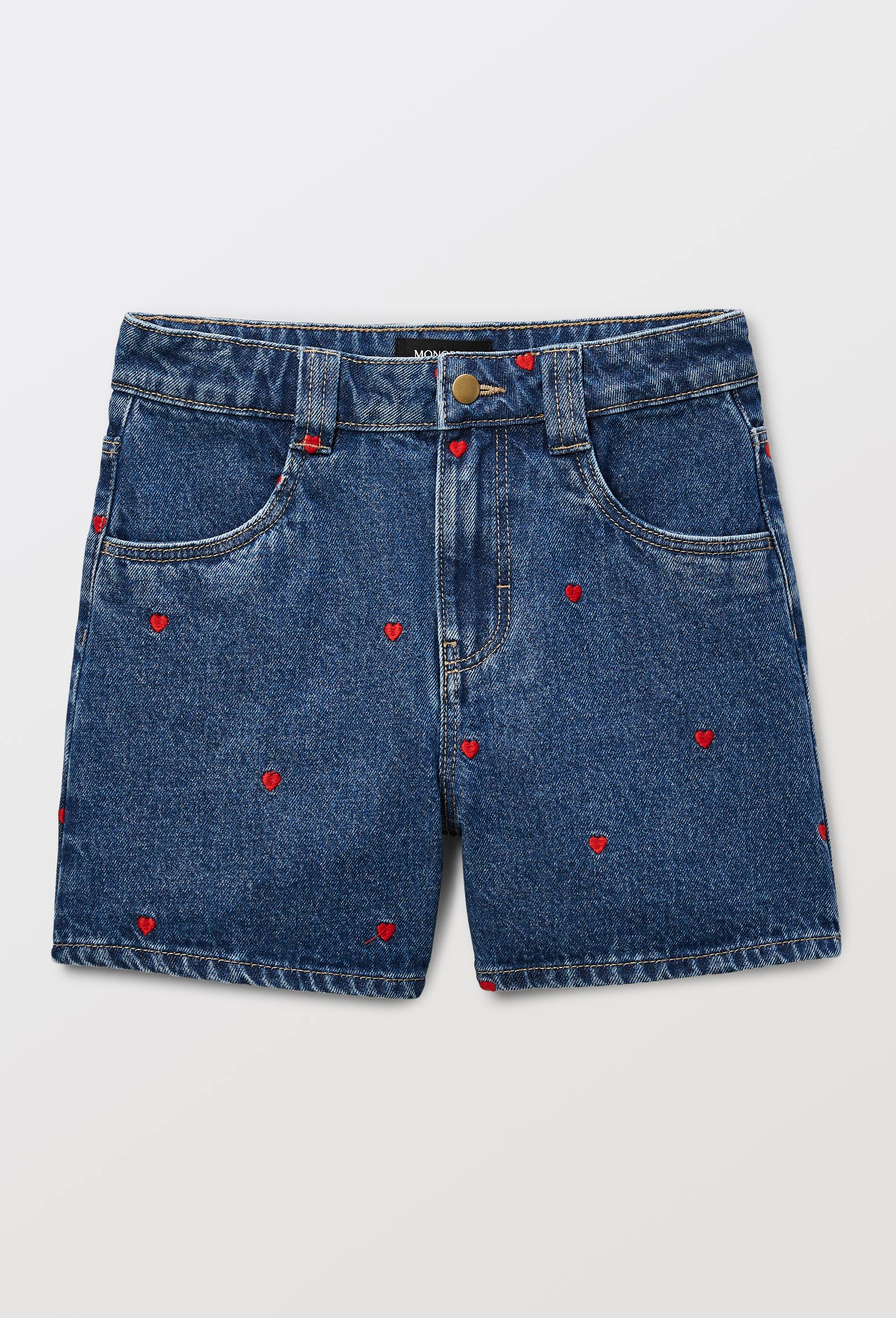Short  brod&eacute;es en jean, Bleu fonc&eacute;, large image number 1.0
