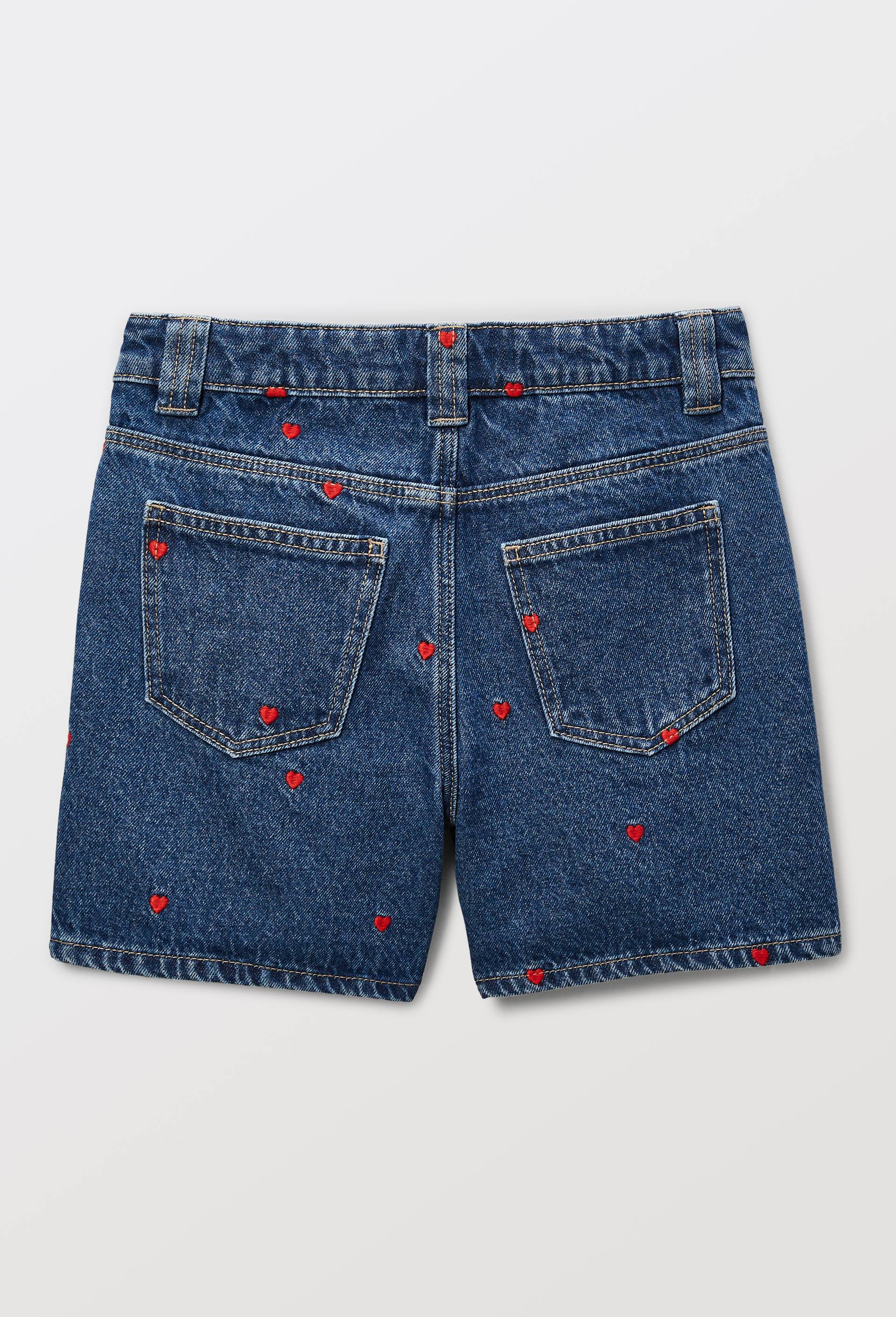 Short  brod&eacute;es en jean, Bleu fonc&eacute;, large image number 2