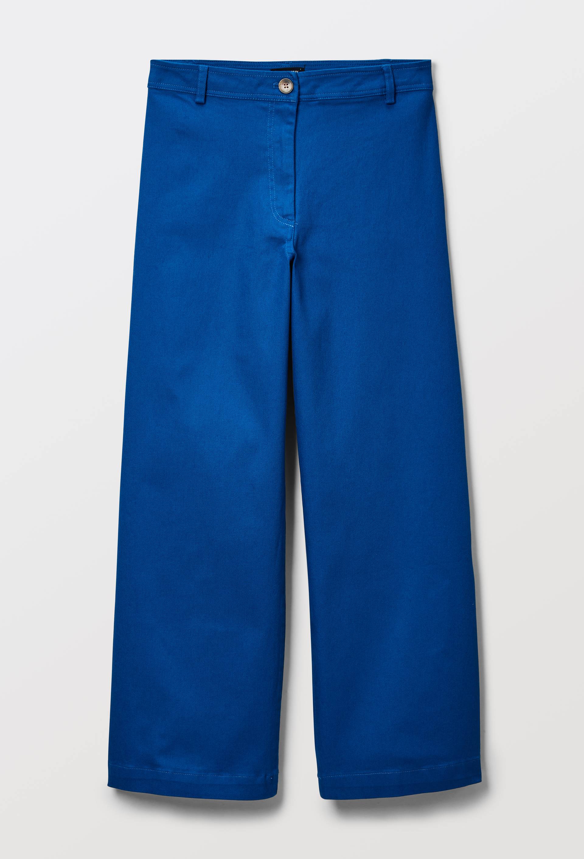 Pantalon large taille haute contenant du coton, Bleu, large image number 2