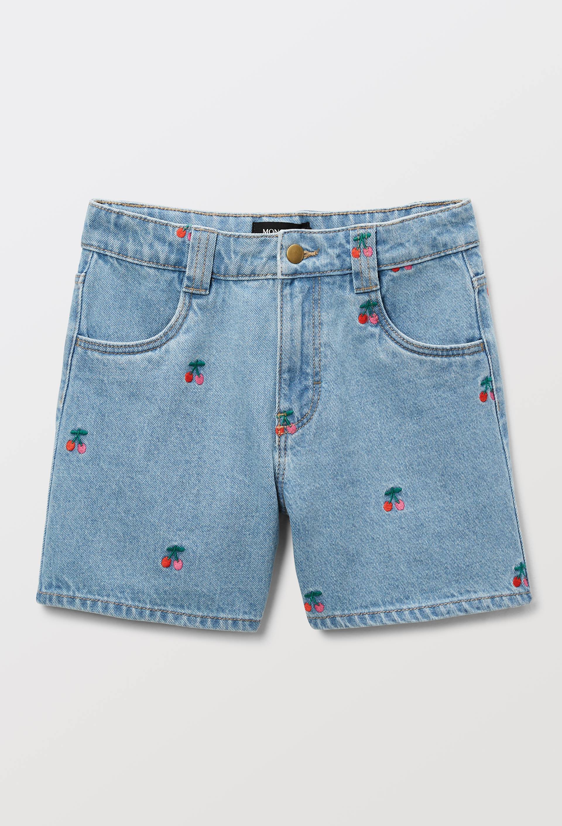 Short brod&eacute;es en jean, Bleu clair, large image number 1