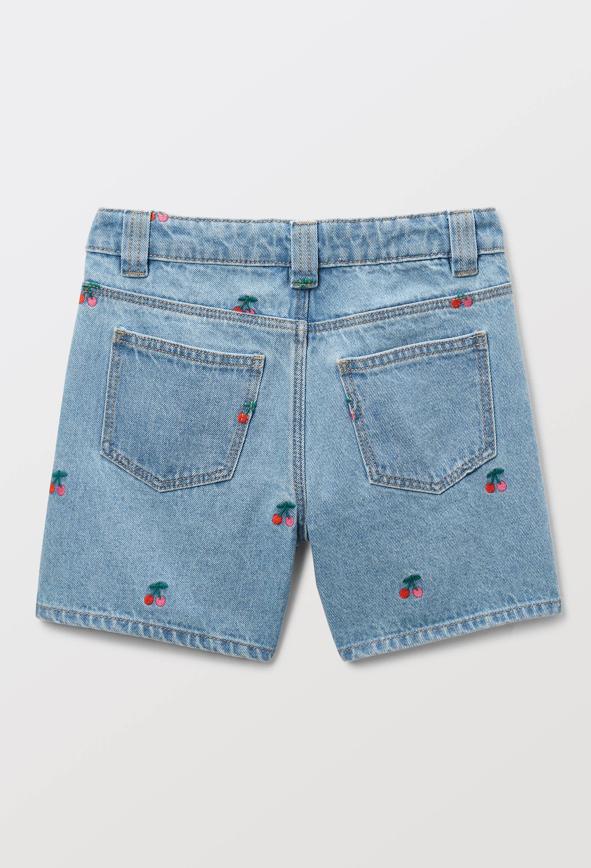 Short brod&eacute;es en jean, Bleu clair, large image number 2