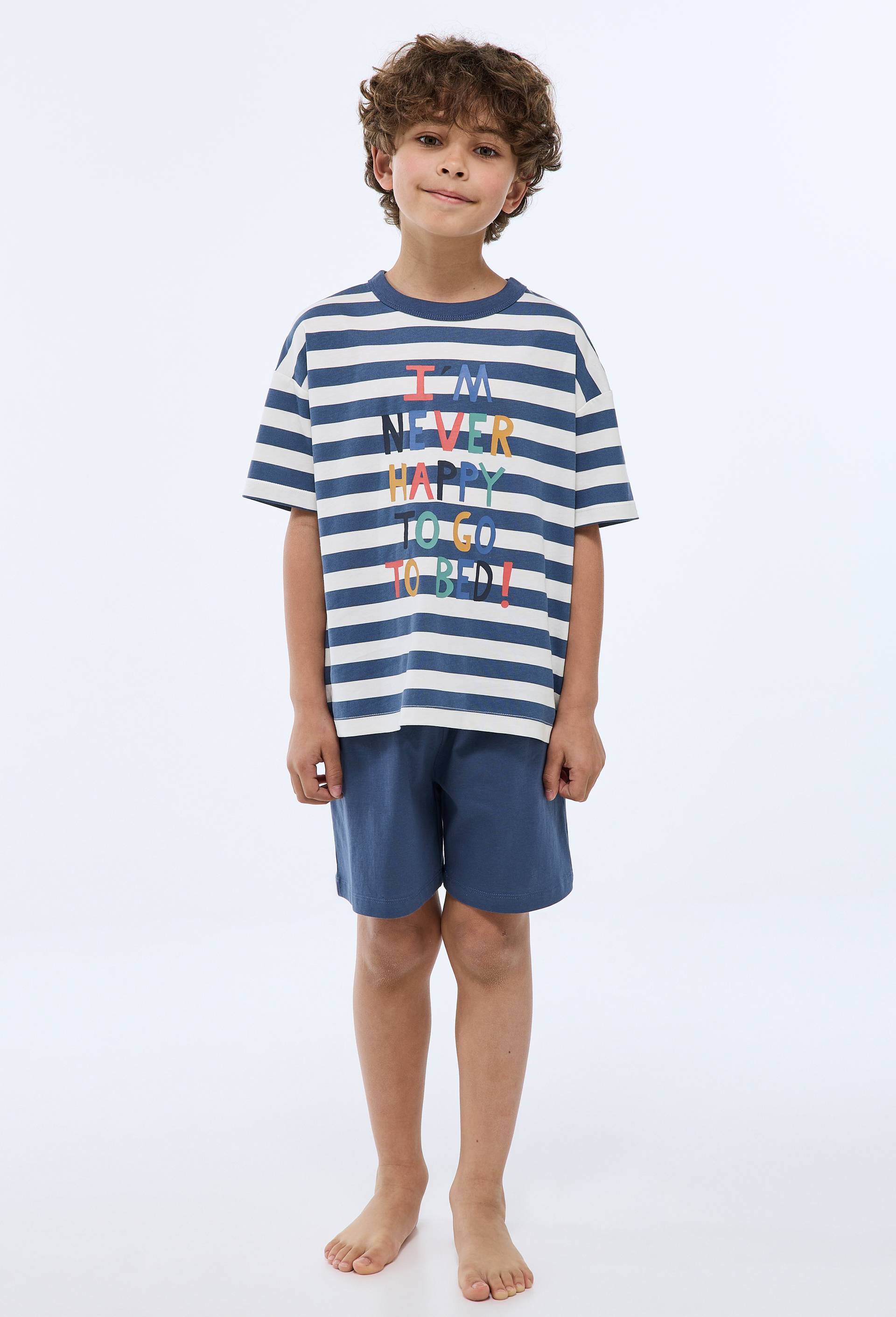 Pyjama short imprim&eacute; en jersey coton BIO GOTS, Bleu fonc&eacute;, large image number 0.0
