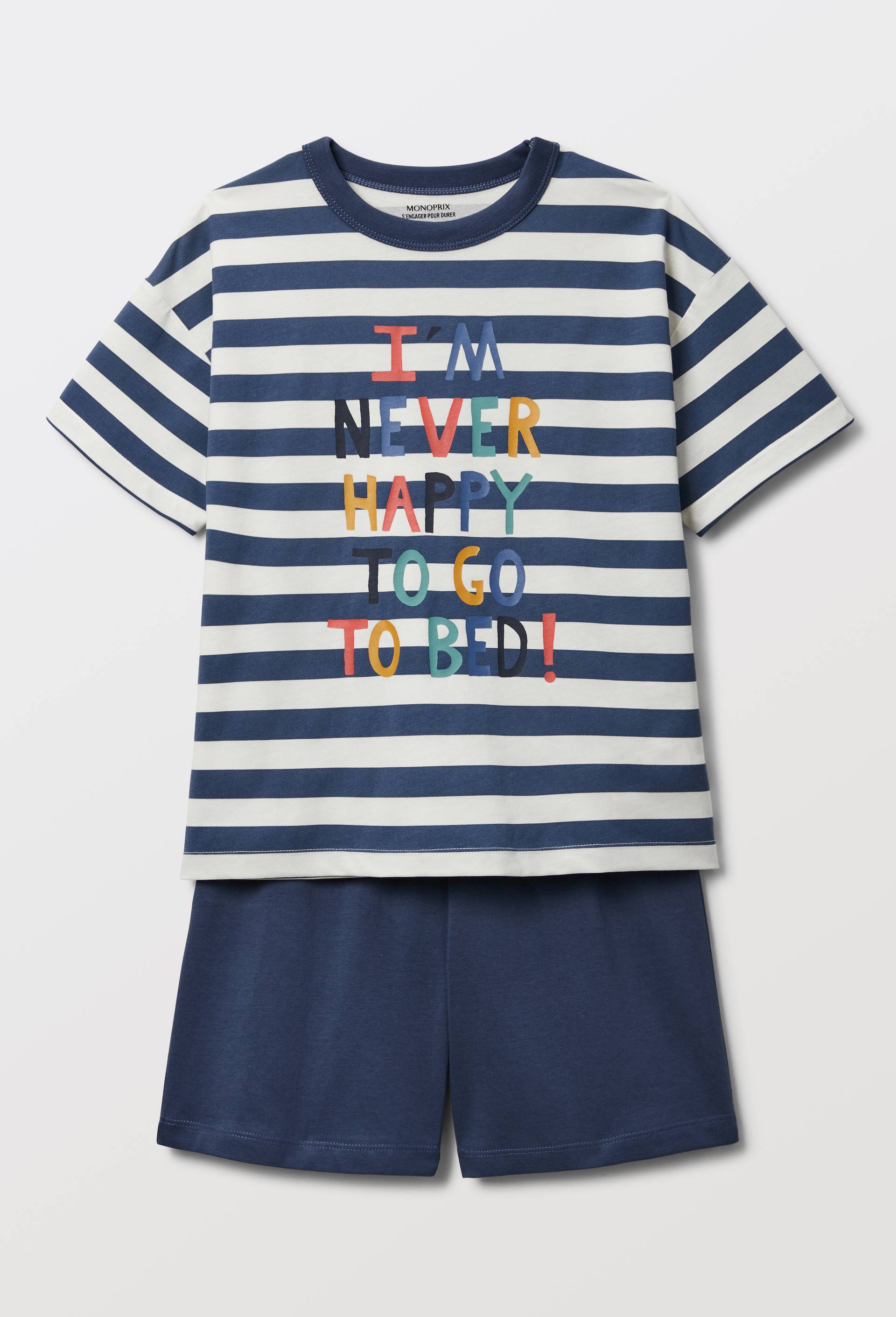 Pyjama short imprim&eacute; en jersey coton BIO GOTS, Bleu fonc&eacute;, large image number 1