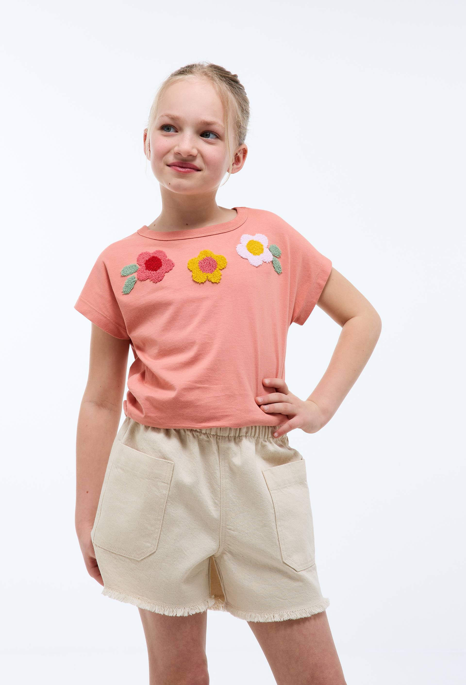 Short uni en coton, Beige clair, swatch image