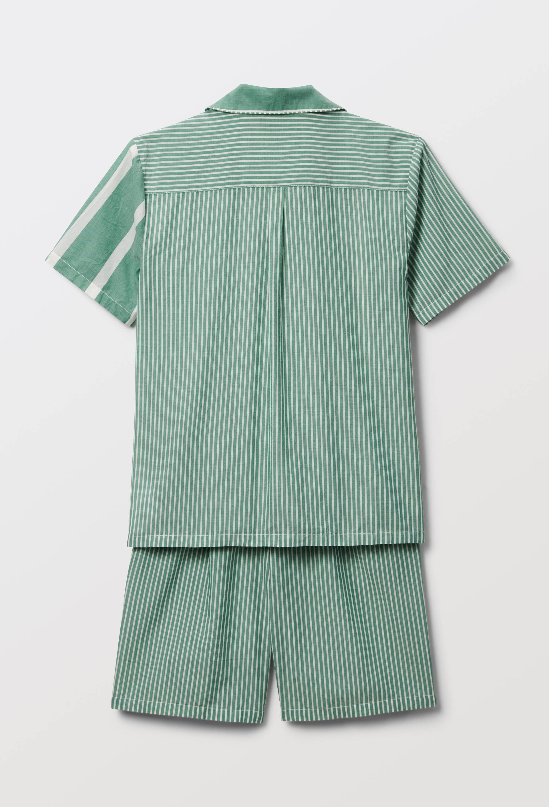 Pyjama chemise short ray&eacute; en coton BIO GOTS, Vert, large image number 3