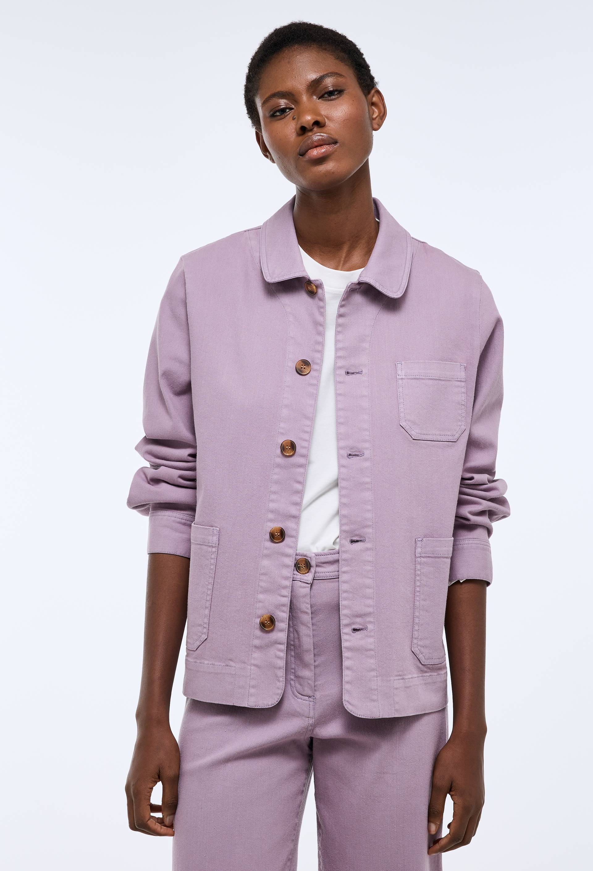Veste courte contenant du coton, Violet, swatch image