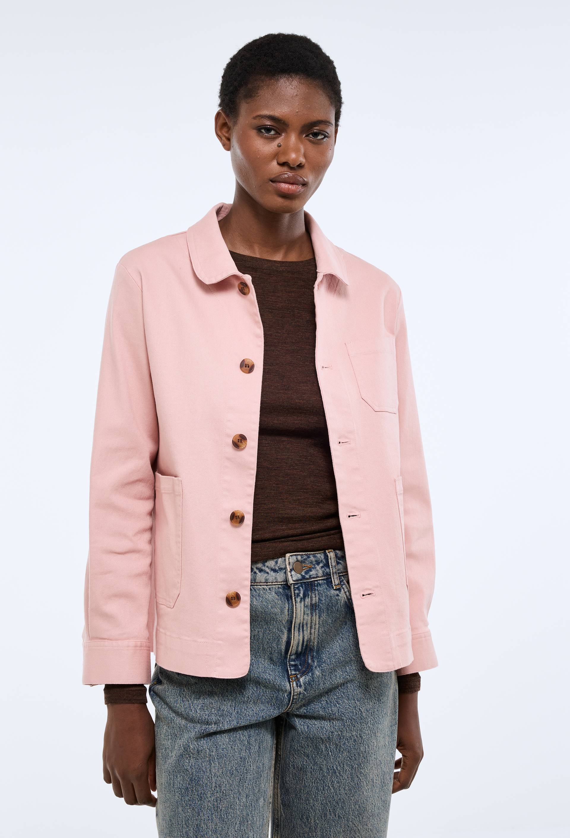 Veste courte contenant du coton, Rose clair, swatch image