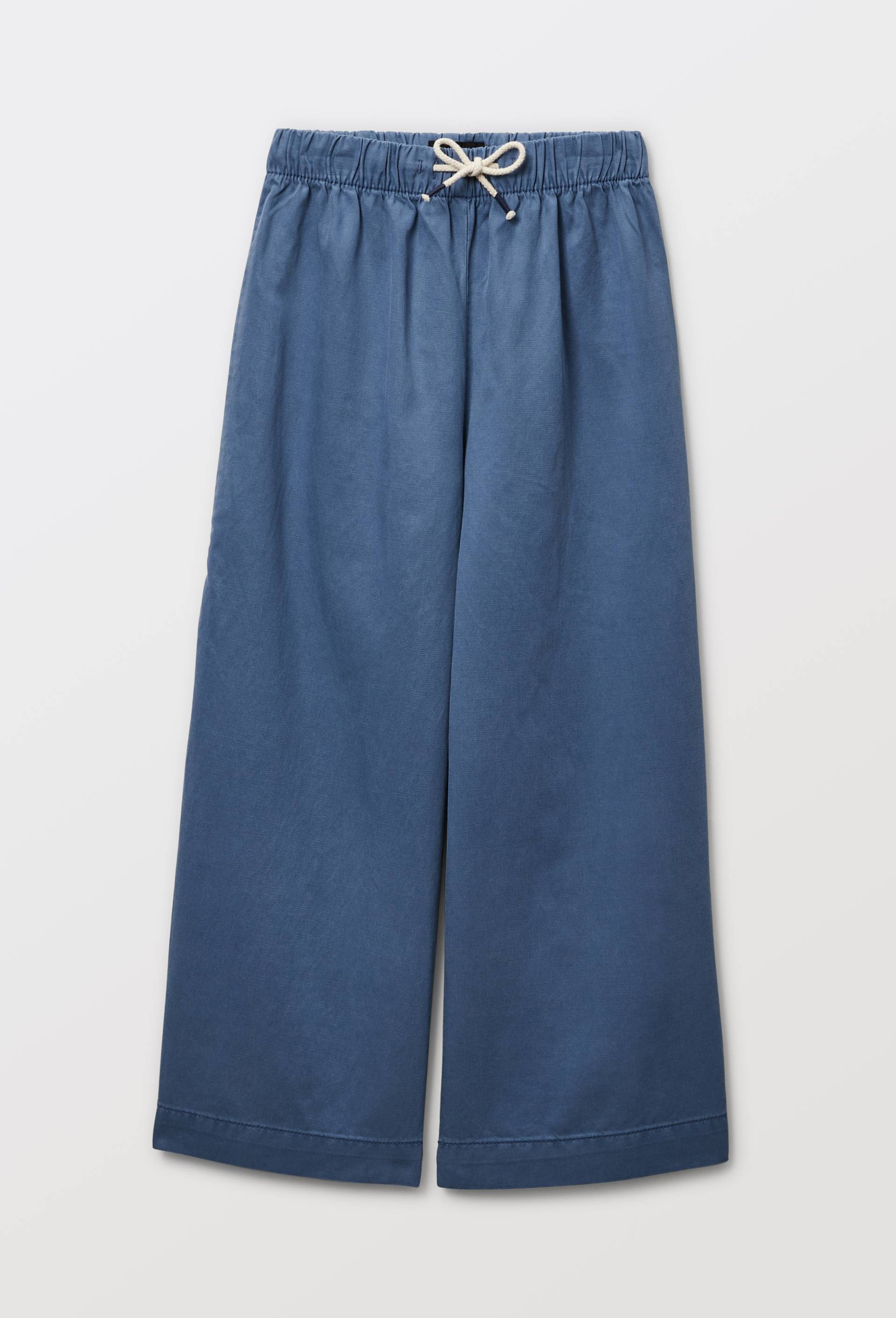 Pantalon large contenant du lin, Bleu, large image number 1.0