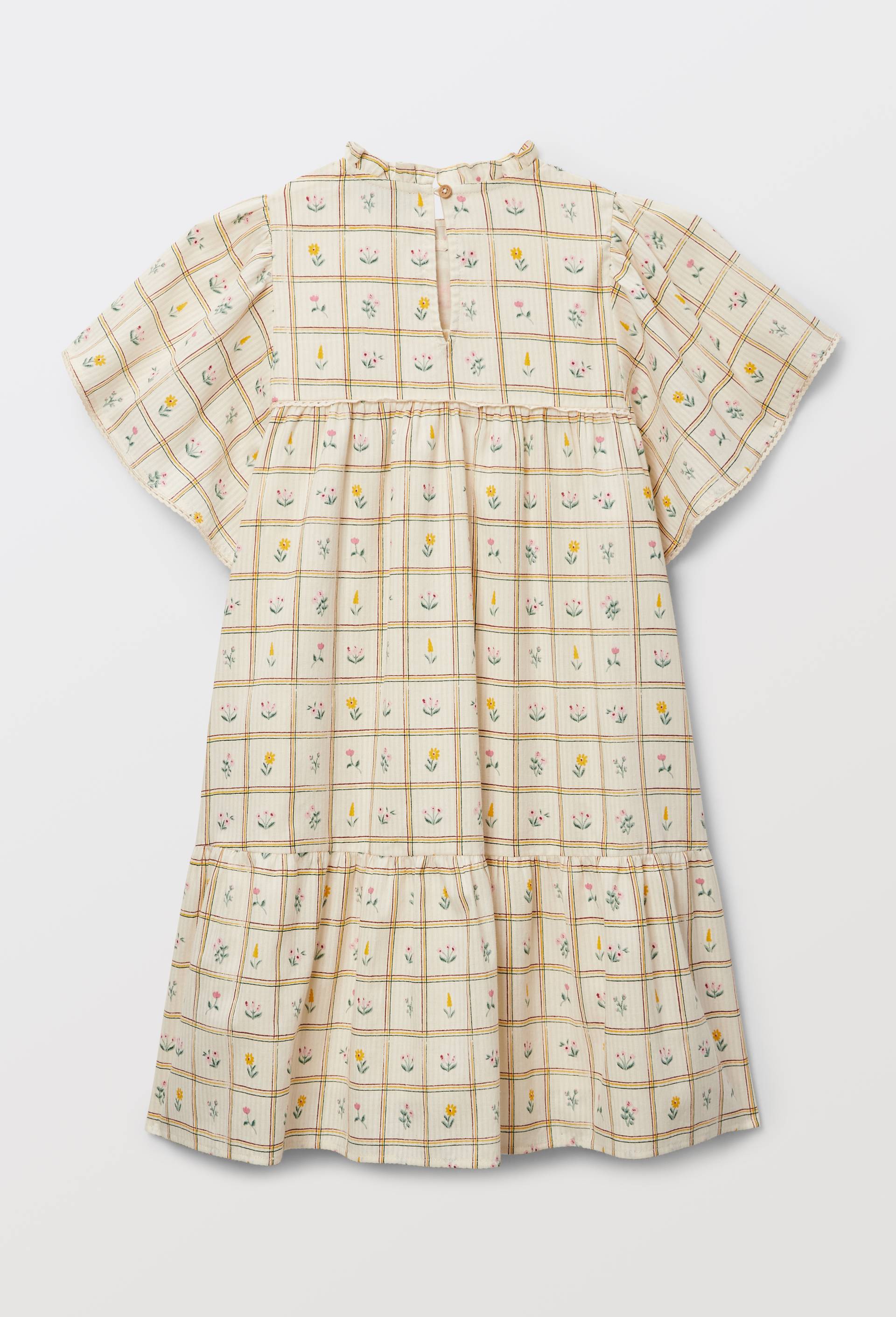 Robe imprim&eacute;e et brod&eacute;e en coton, Beige clair, large image number 3