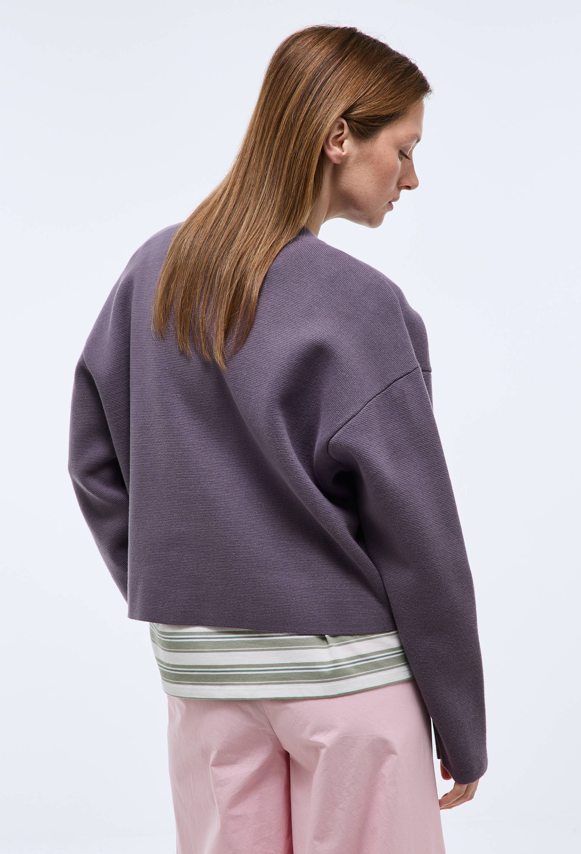 Veste en maille unie en coton BIO GOTS, Violet, large image number 1