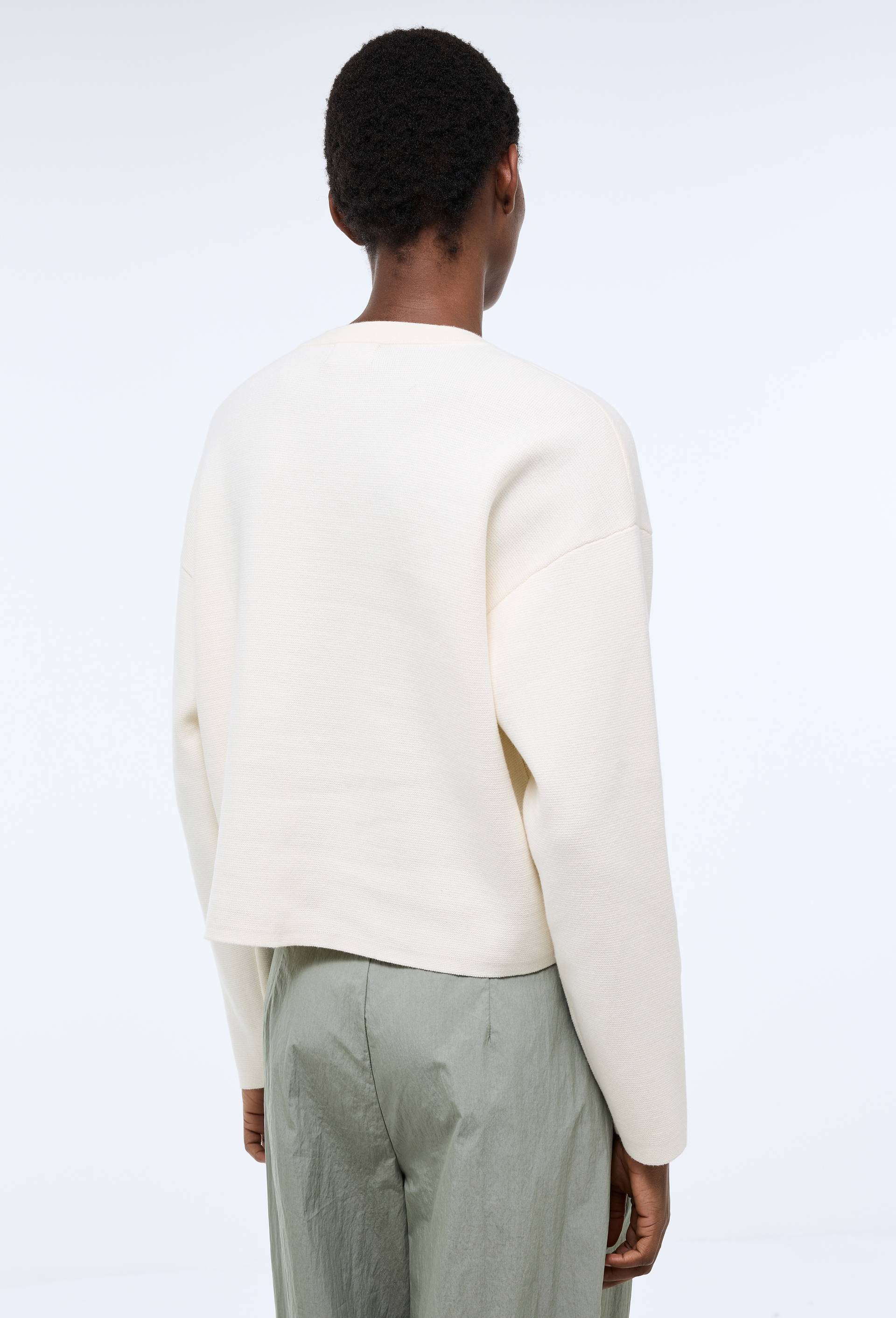 Veste en maille unie en coton BIO GOTS, Ecru, large image number 1.0