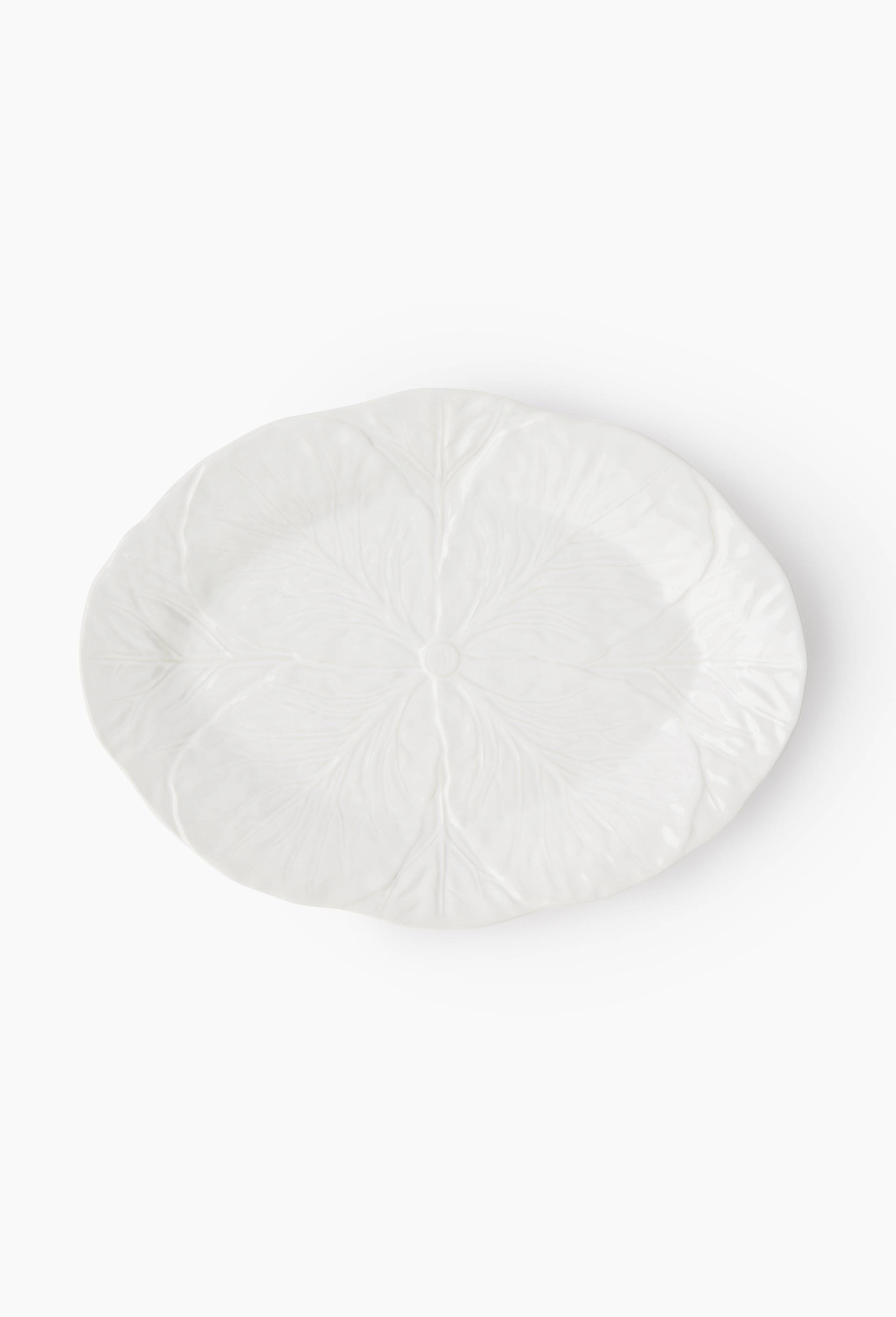 Plat ovale finition barbotine, 30 x 39cm, Blanc, large image number 0