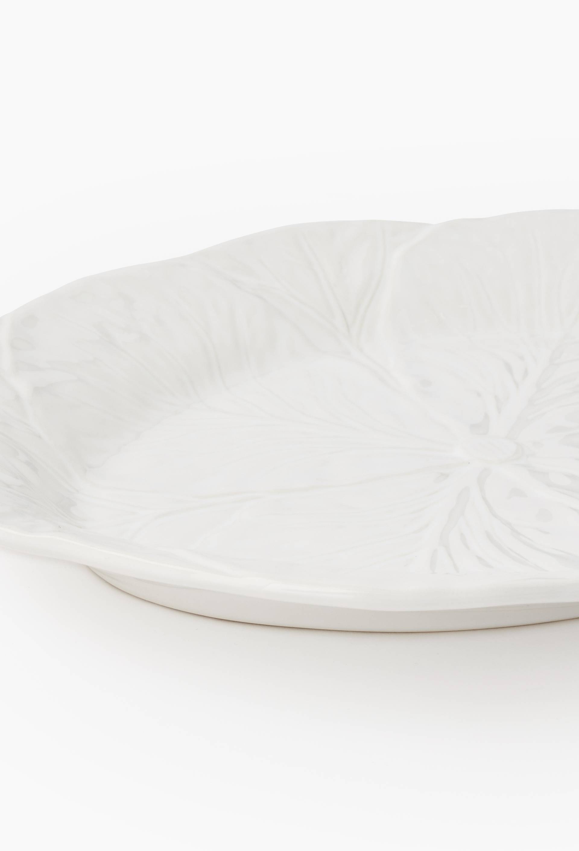 Plat ovale finition barbotine, 30 x 39cm, Blanc, large image number 1